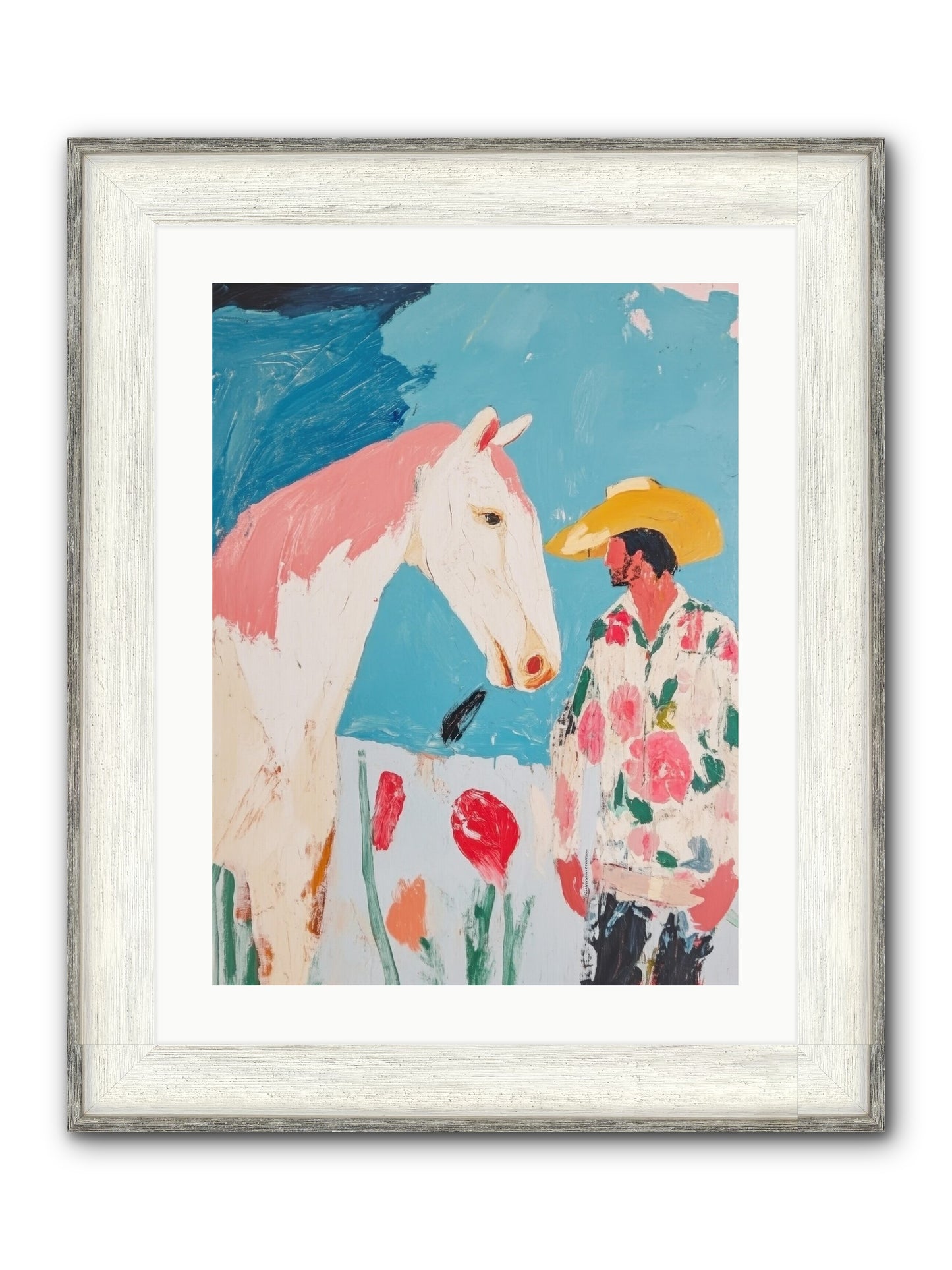 Spurs & Serenity Framed Print - Driftwood White 18x24