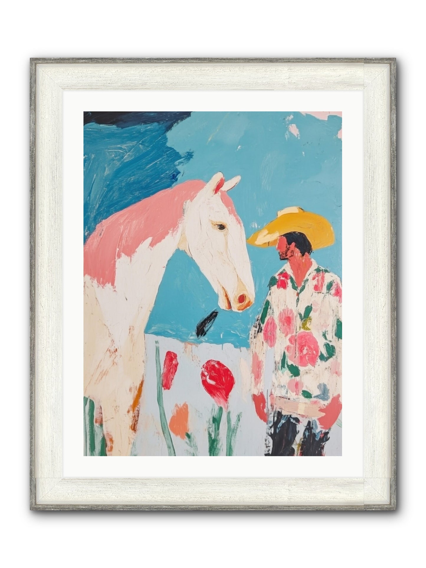 Spurs & Serenity Framed Print - Driftwood White 24x32