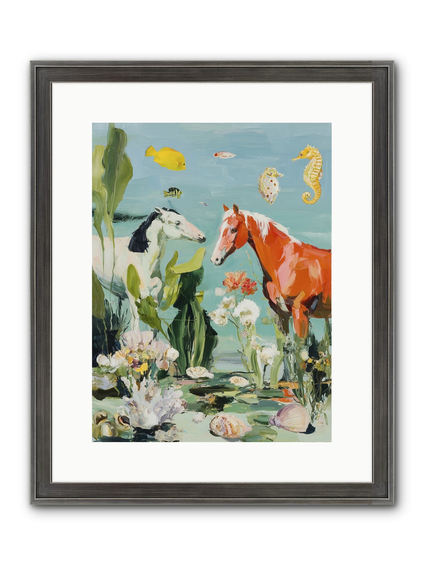 Stallions Of The Deep Framed Print - Slimwoods Black/Silver 12x16