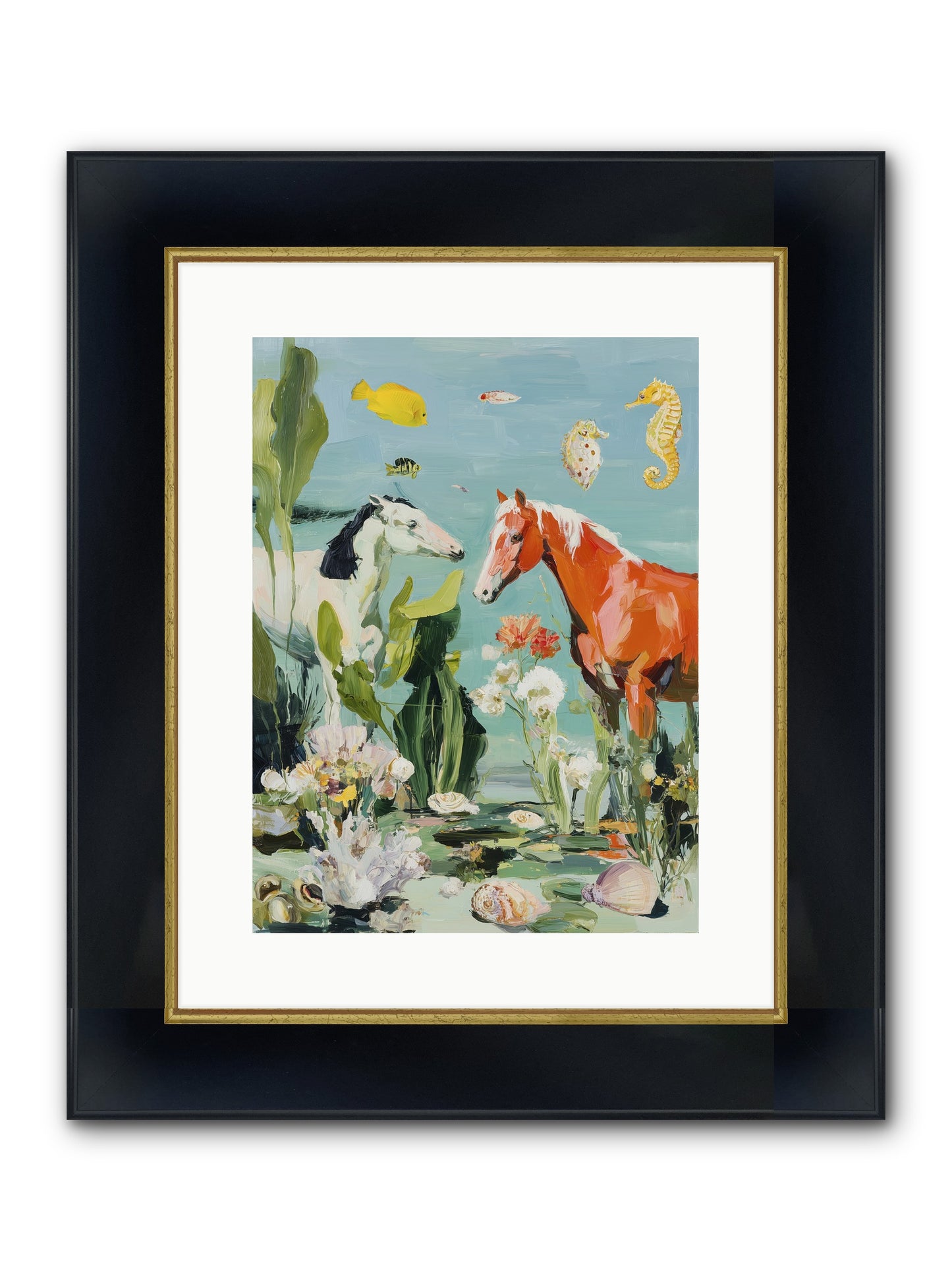 Stallions Of The Deep Framed Print - Wide Black w/Gold 12x16