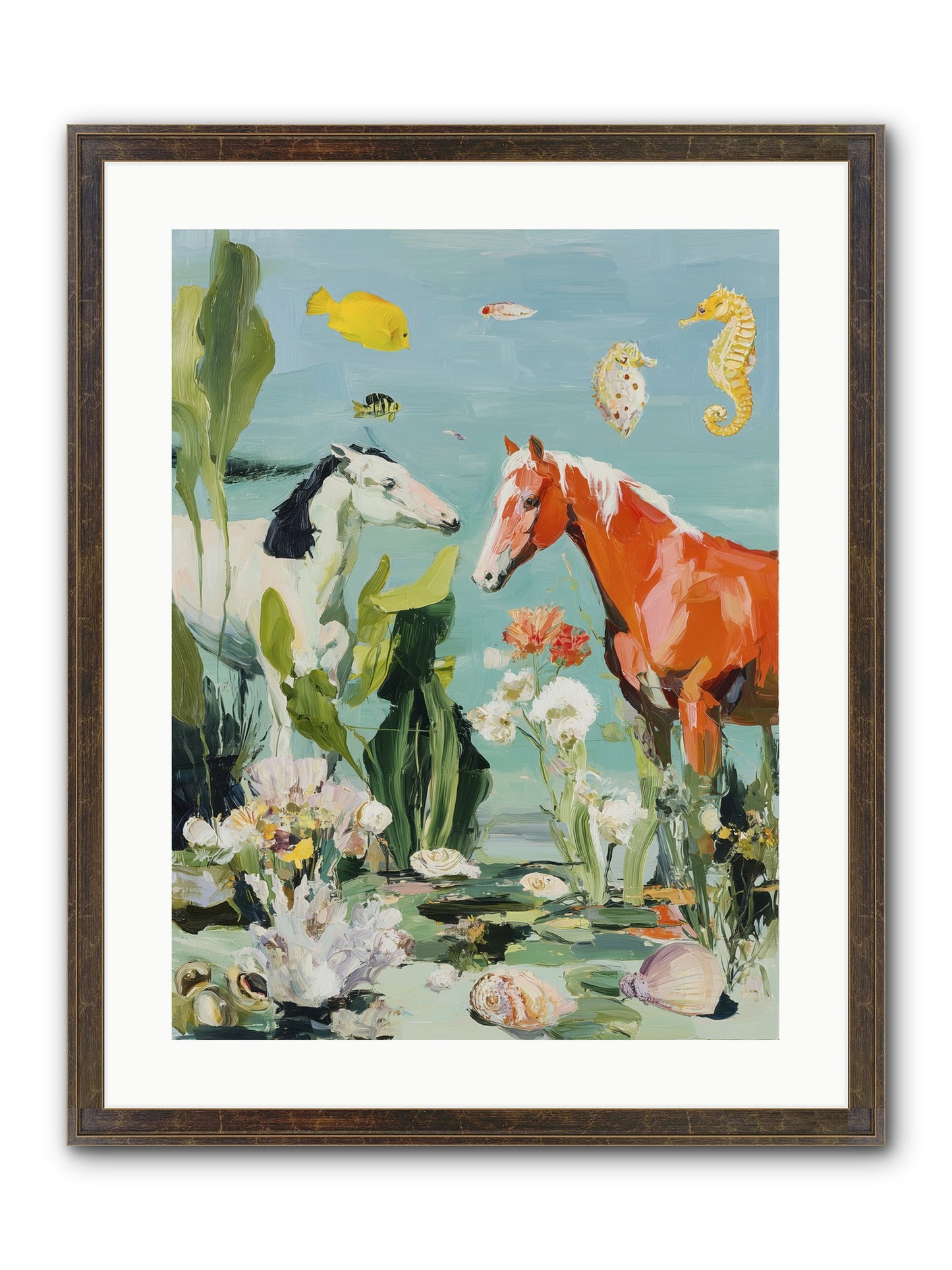 Stallions Of The Deep Framed Print - Slimwoods Black/Gold 18x24