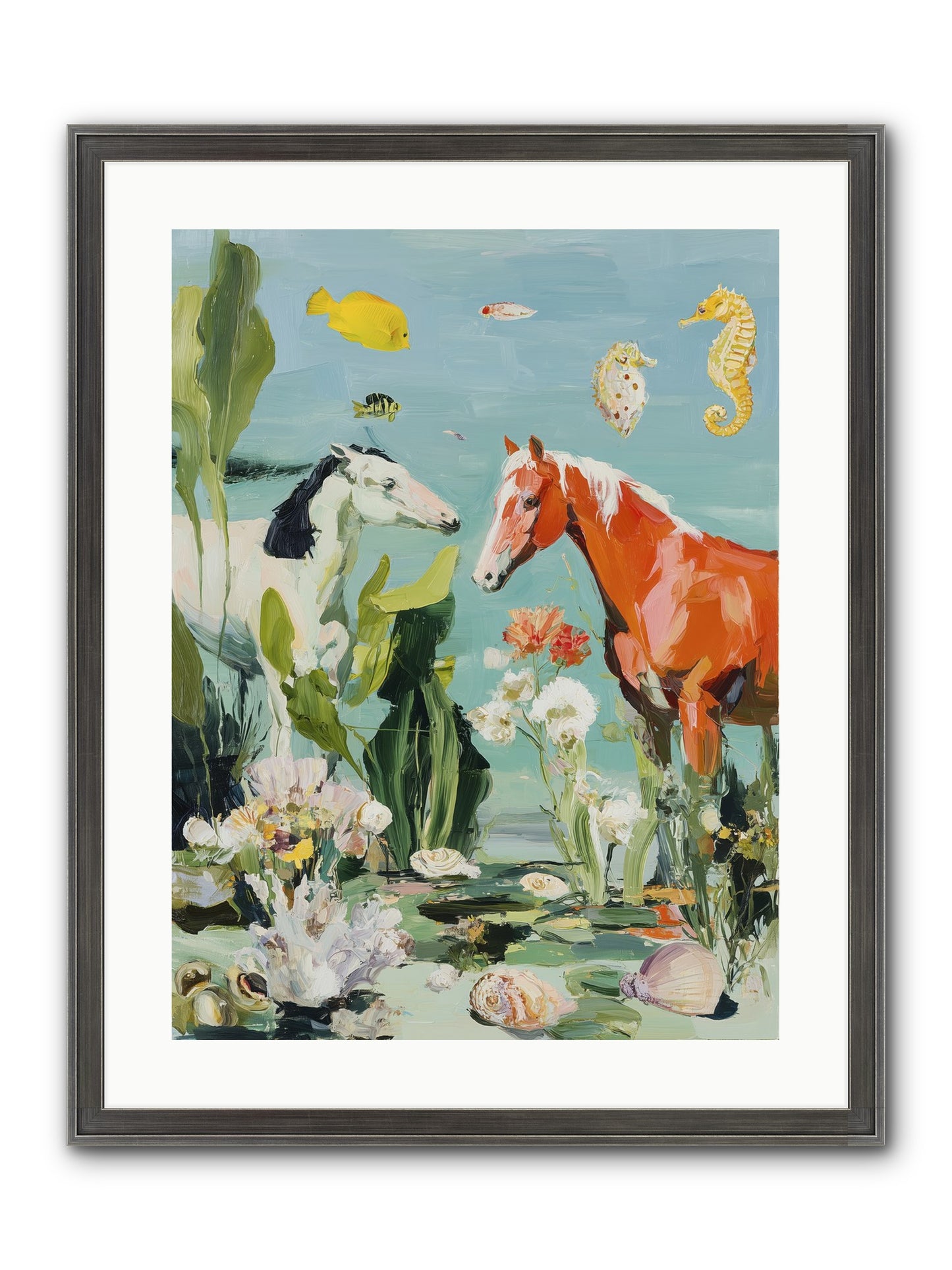 Stallions Of The Deep Framed Print - Slimwoods Black/Silver 18x24