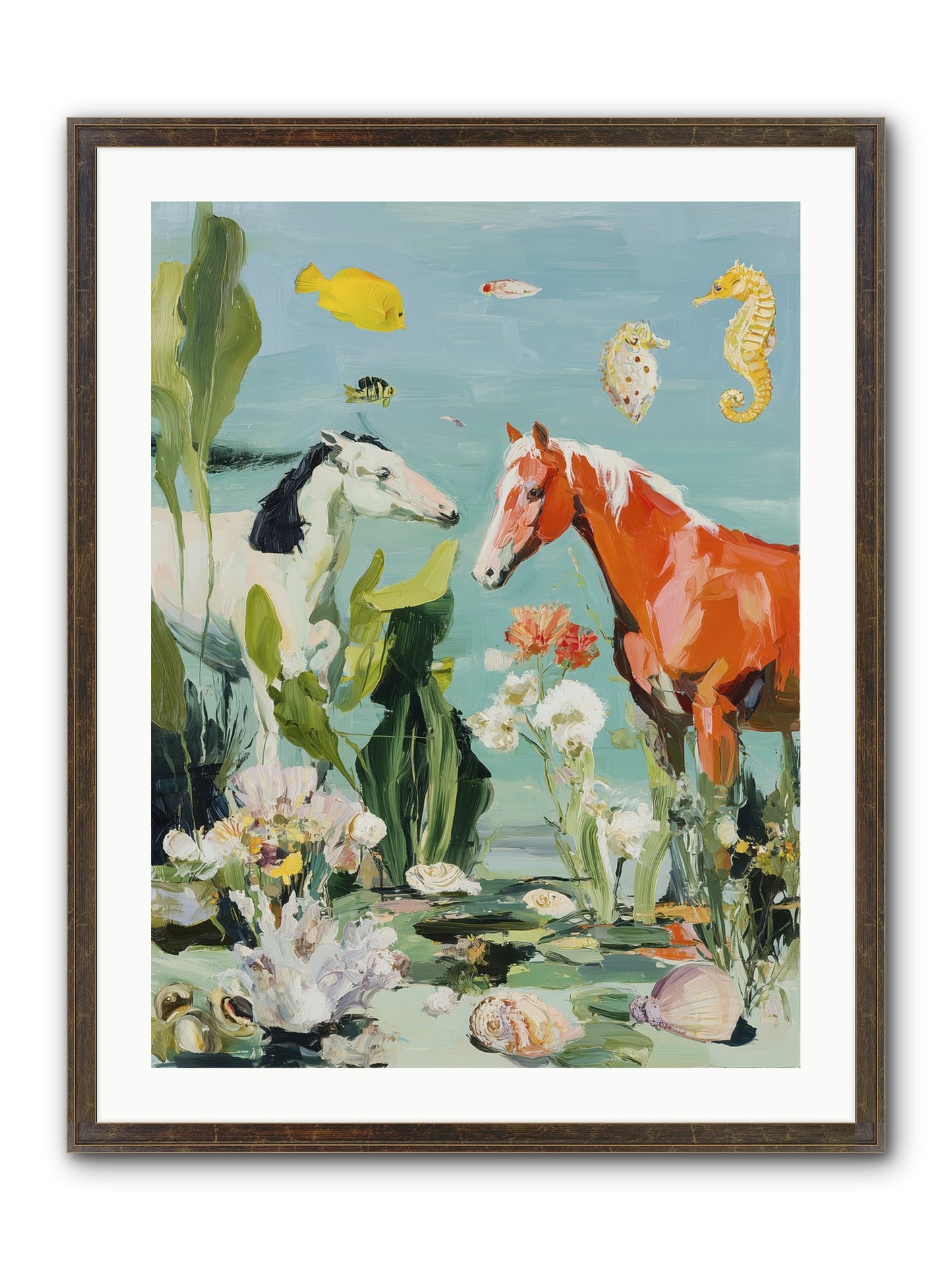 Stallions Of The Deep Framed Print - Slimwoods Black/Gold 24x32