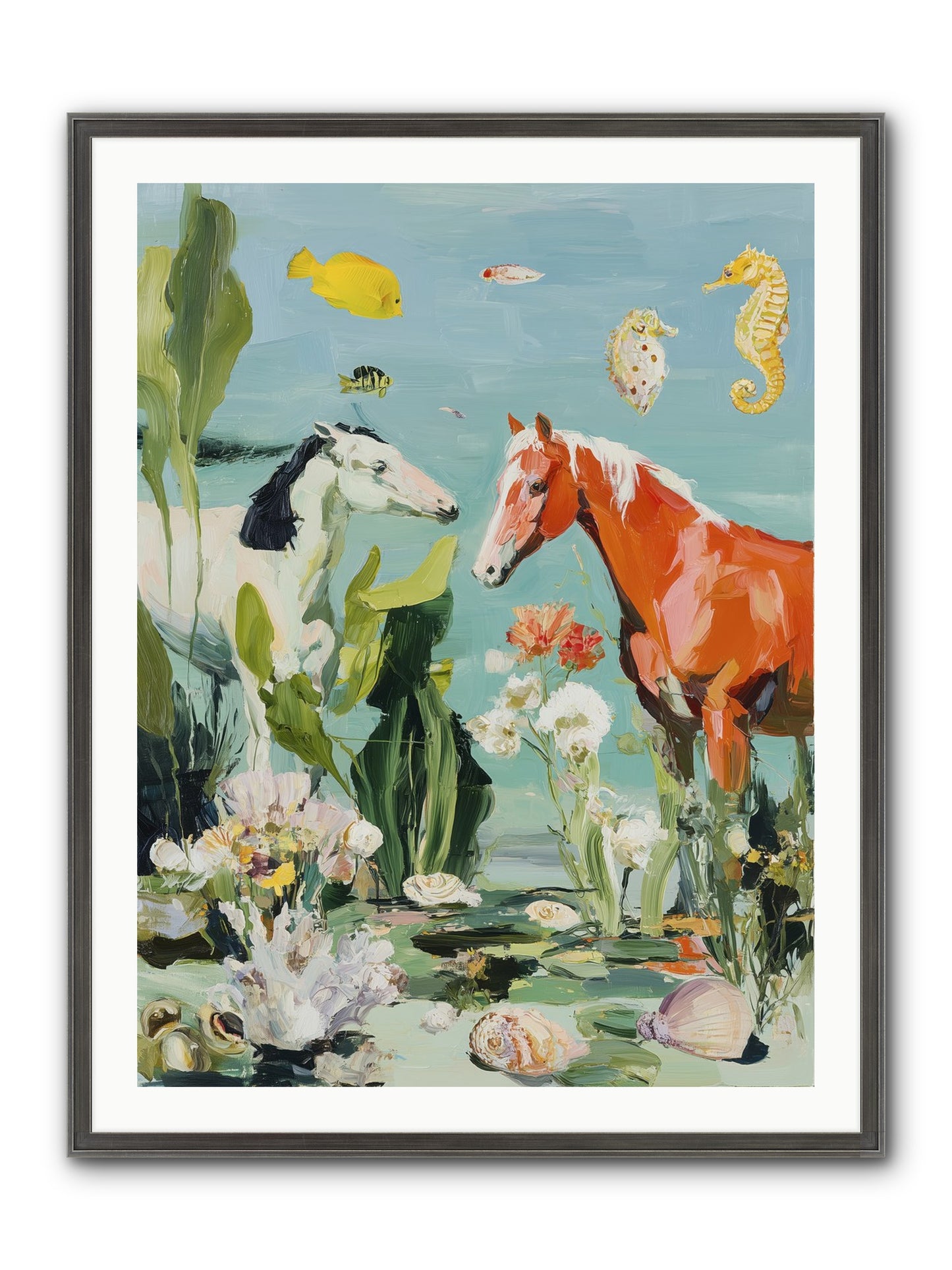 Stallions Of The Deep Framed Print - Slimwoods Black/Silver 30x40