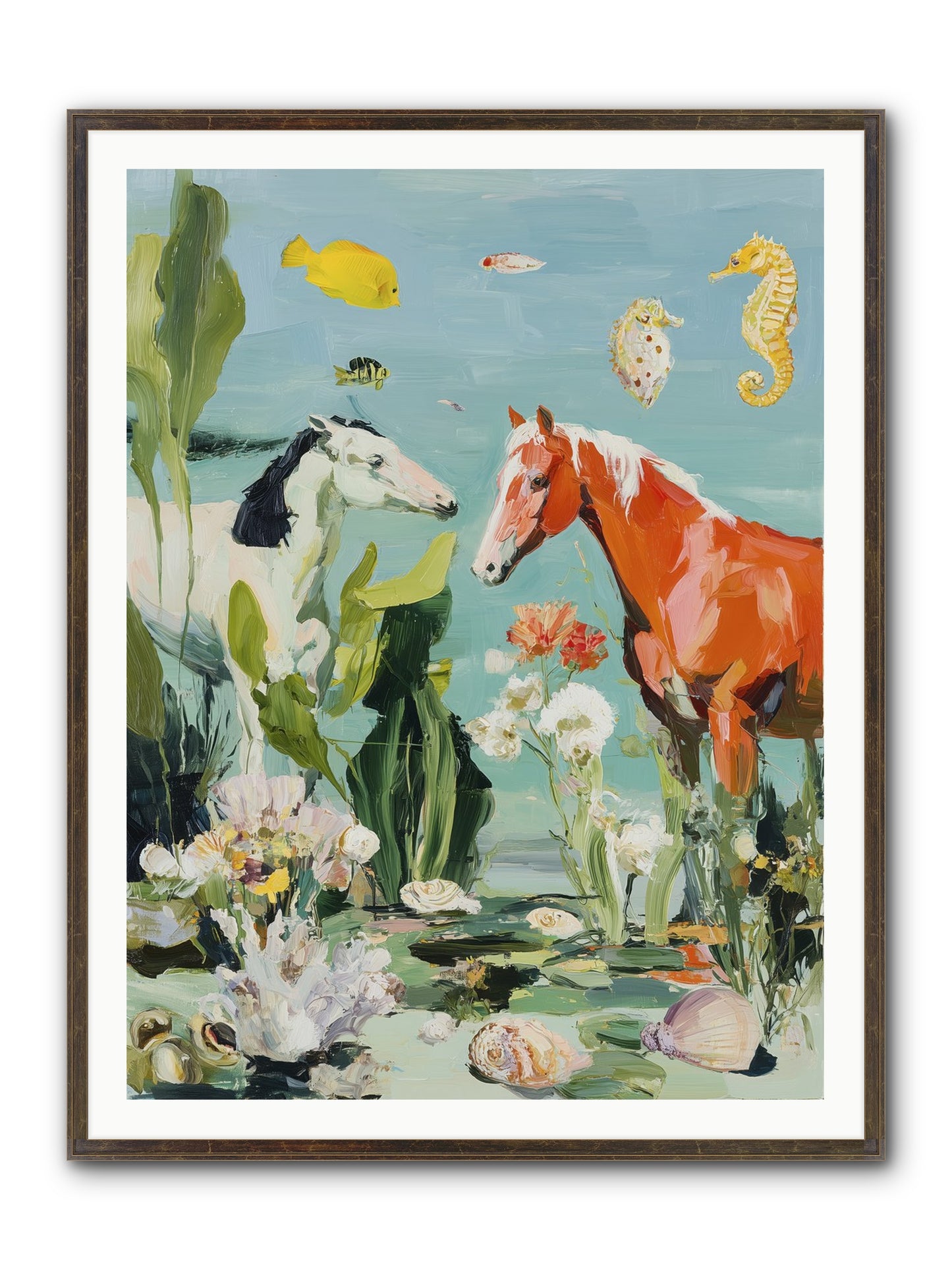 Stallions Of The Deep Framed Print - Slimwoods Black/Gold 36x48