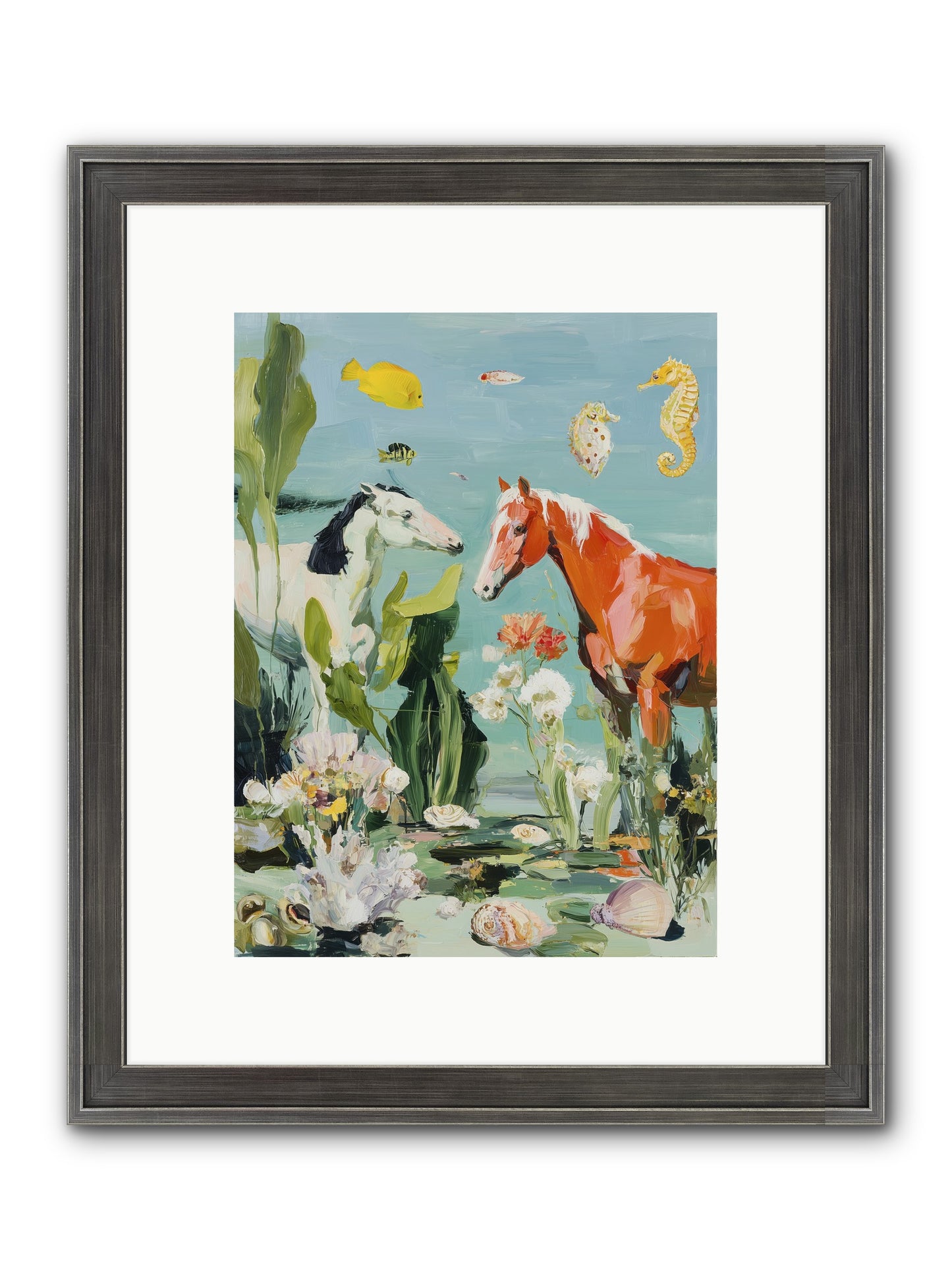 Stallions Of The Deep Framed Print - Slimwoods Black/Silver 9x12