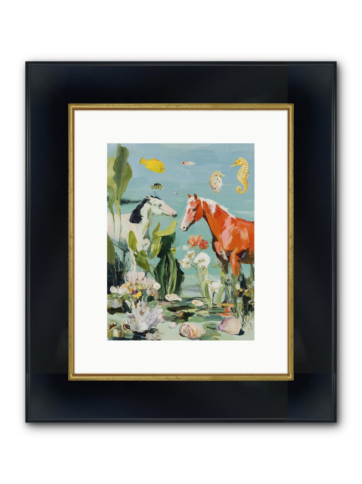 Stallions Of The Deep Framed Print - Wide Black w/Gold 9x12