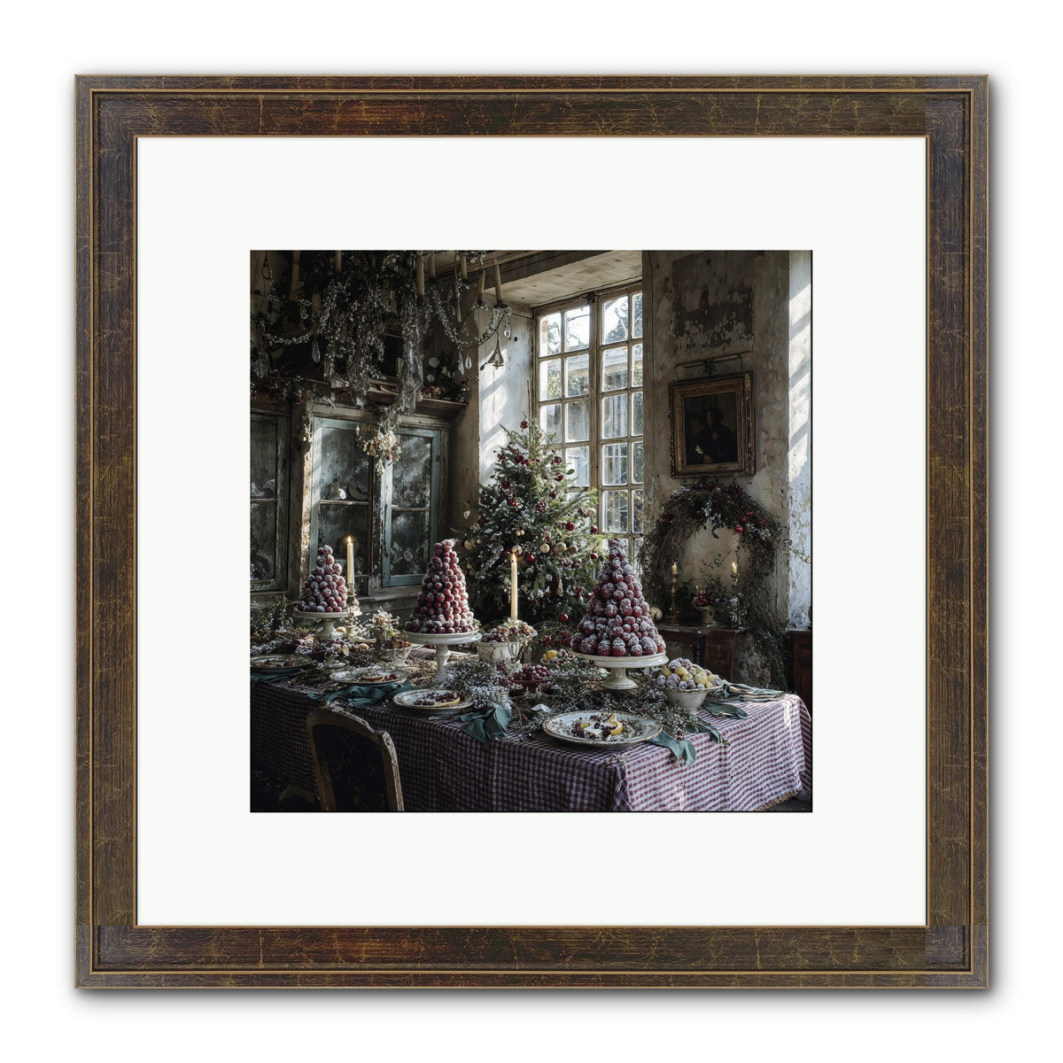 Stardust & Snowflakes Framed Print - Slimwoods Black/Gold 10x10
