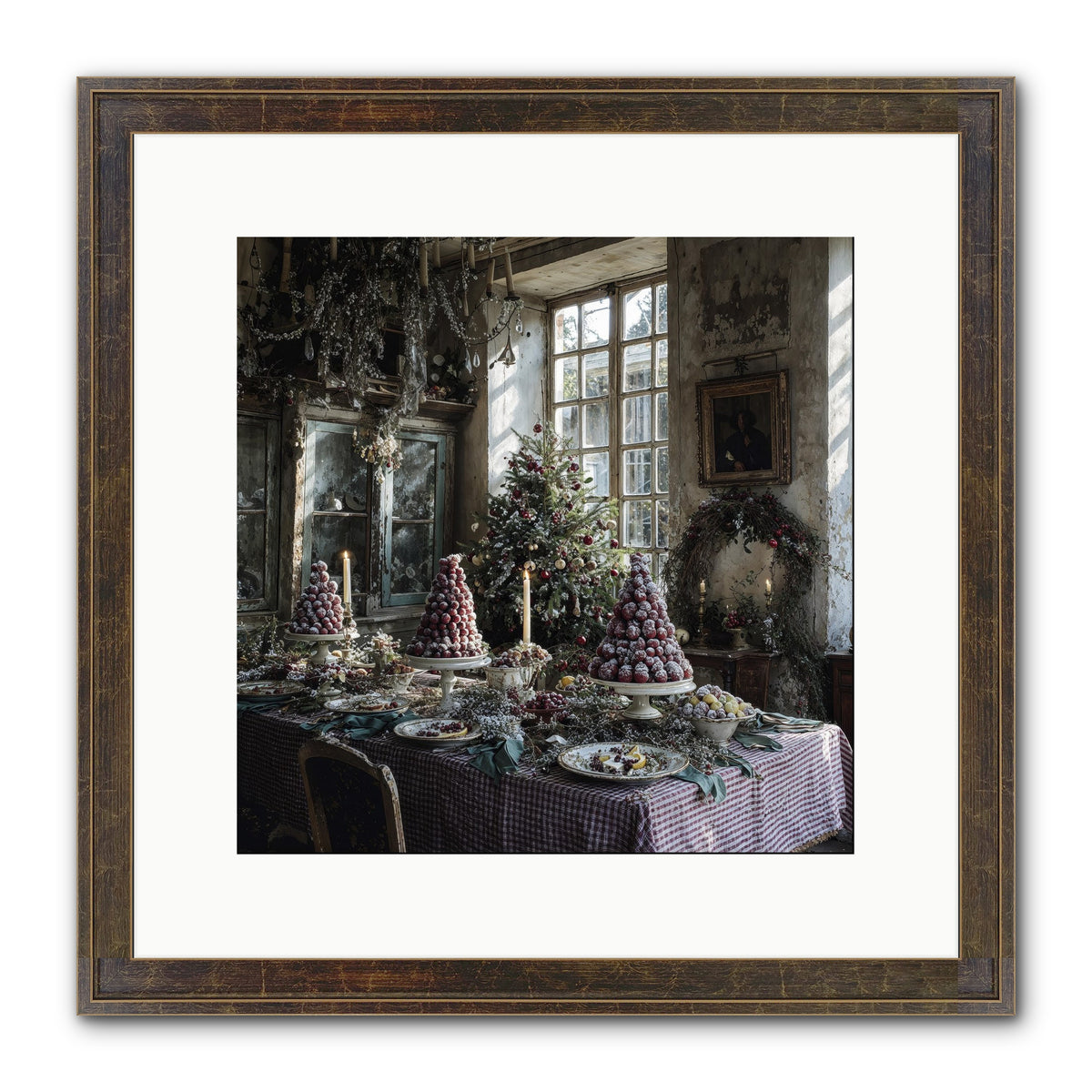 Stardust & Snowflakes Framed Print - Slimwoods Black/Gold 12x12