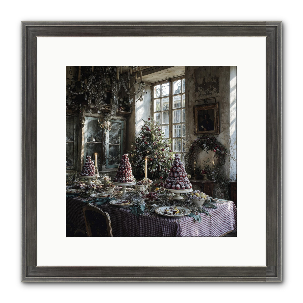 Stardust & Snowflakes Framed Print - Slimwoods Black/Silver 12x12