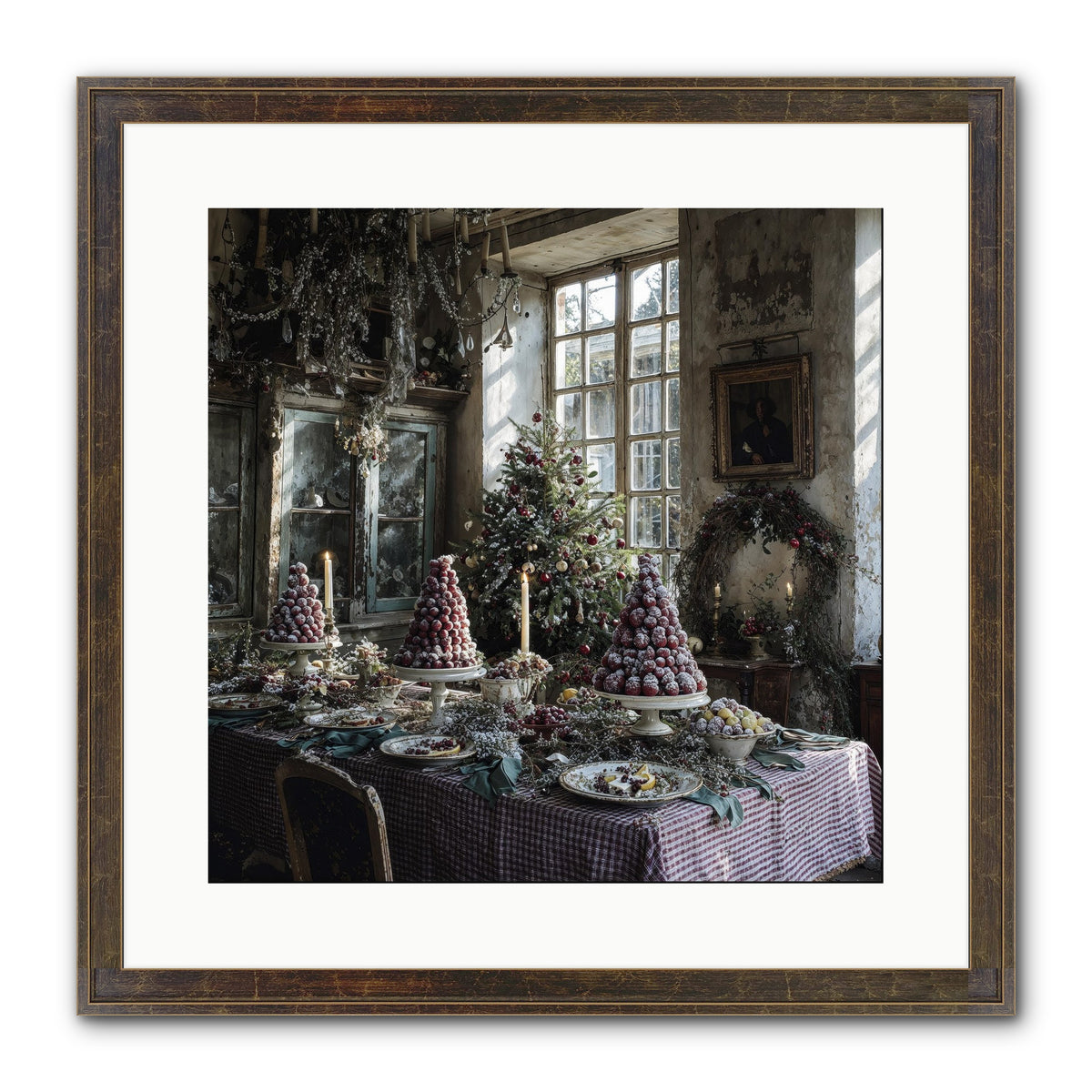 Stardust & Snowflakes Framed Print - Slimwoods Black/Gold 16x16