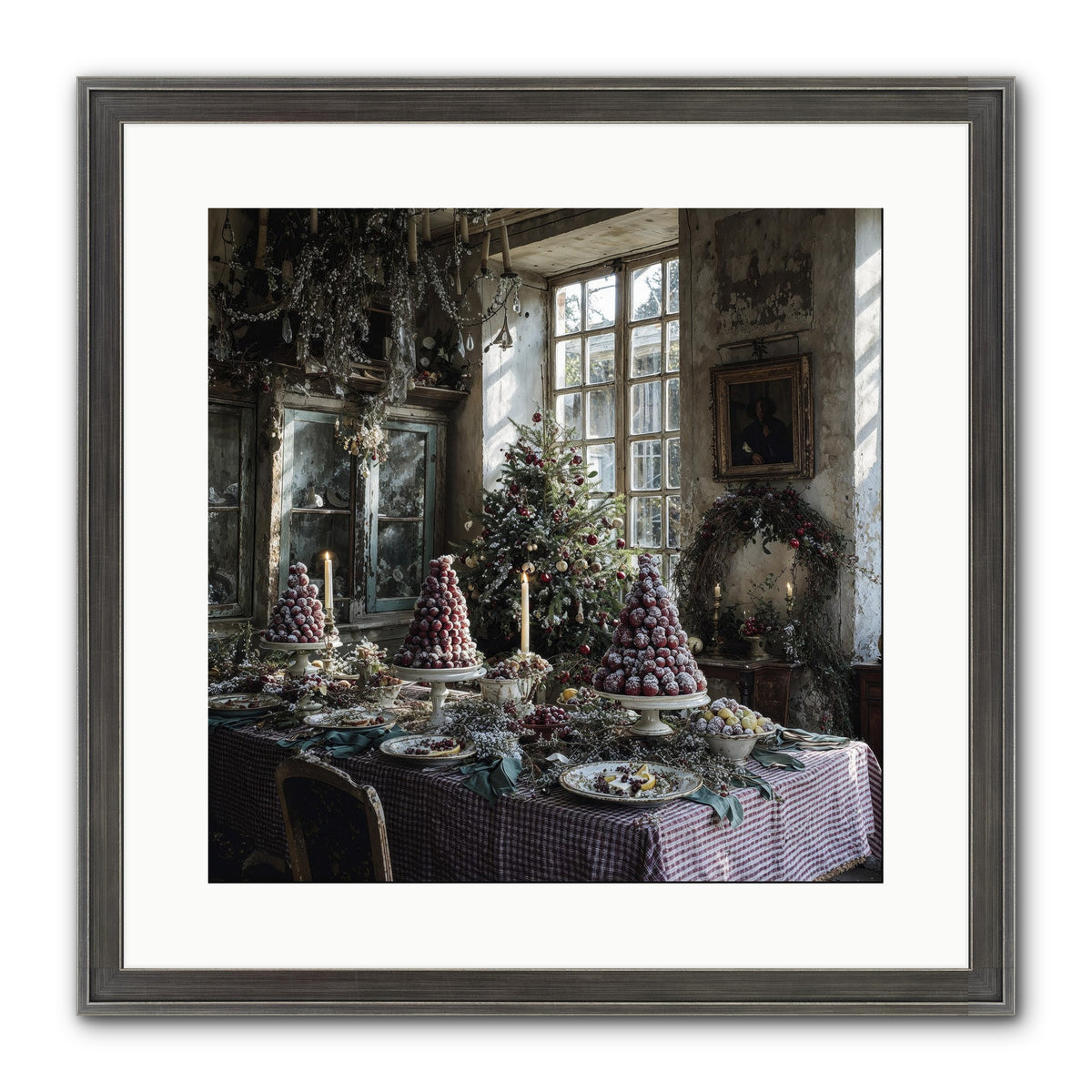 Stardust & Snowflakes Framed Print - Slimwoods Black/Silver 16x16