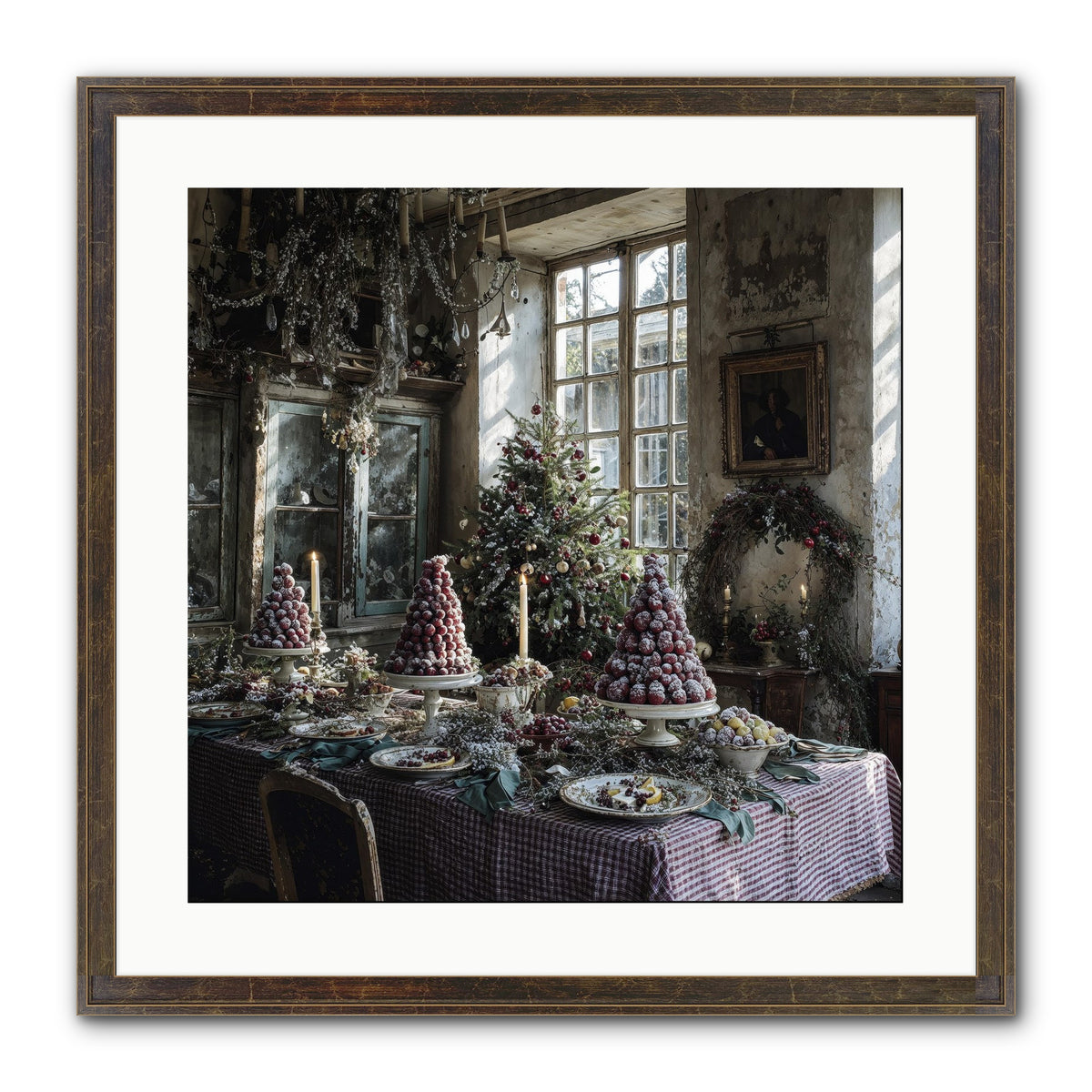 Stardust & Snowflakes Framed Print - Slimwoods Black/Gold 20x20