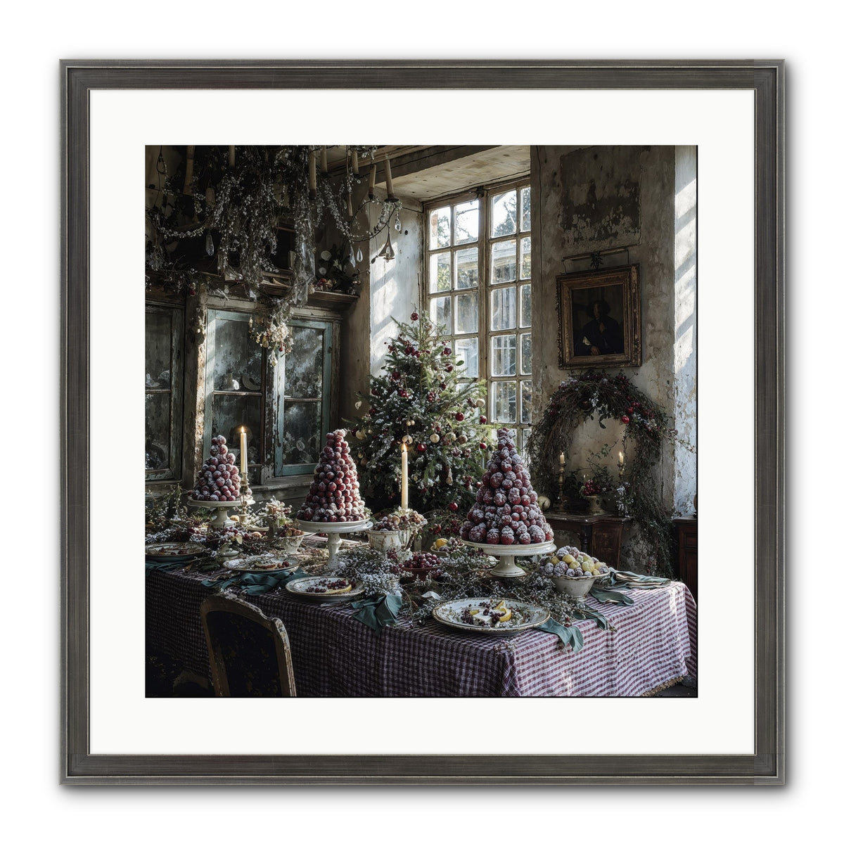 Stardust & Snowflakes Framed Print - Slimwoods Black/Silver 20x20