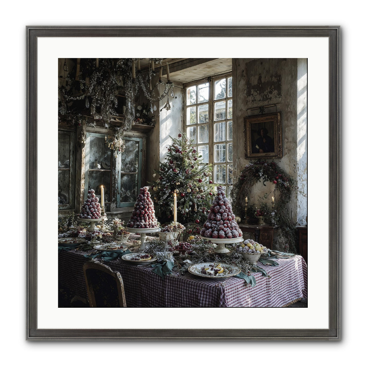 Stardust & Snowflakes Framed Print - Slimwoods Black/Silver 24x24