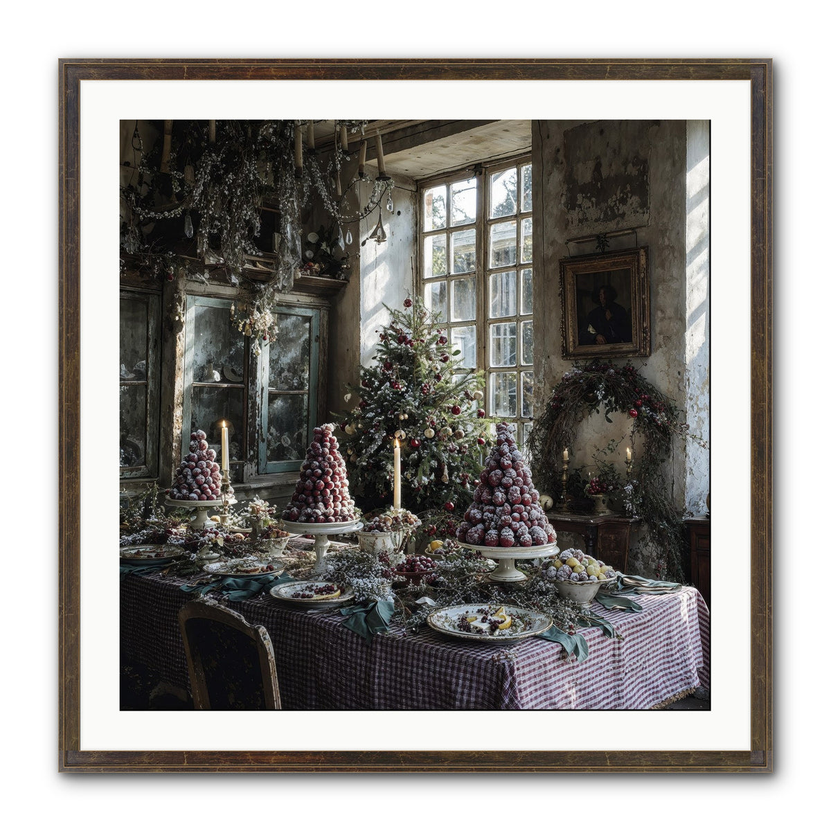 Stardust & Snowflakes Framed Print - Slimwoods Black/Gold 30x30
