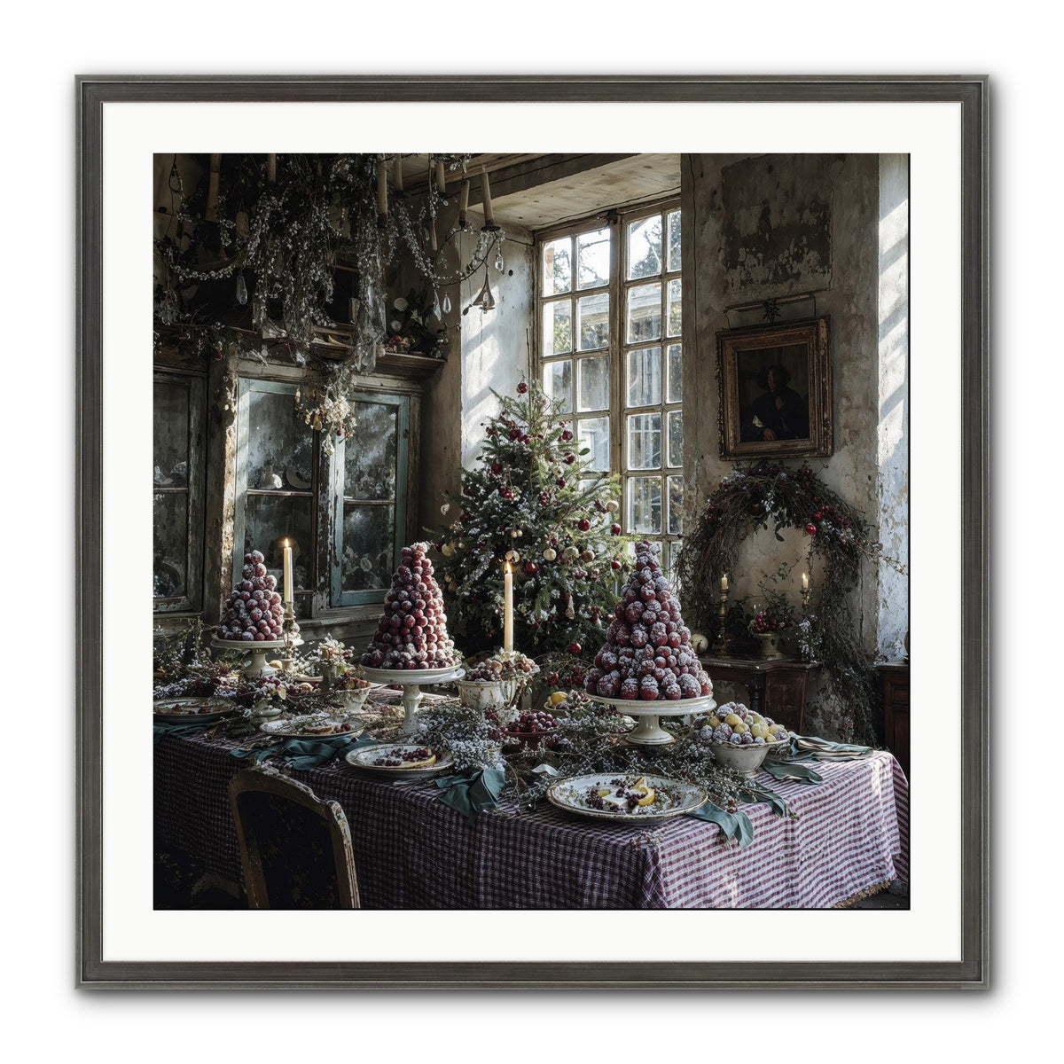 Stardust & Snowflakes Framed Print - Slimwoods Black/Silver 30x30