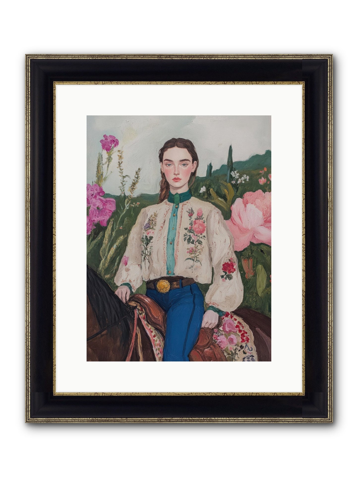 Starlit Lasso Framed Print - Black & Gold 12x16