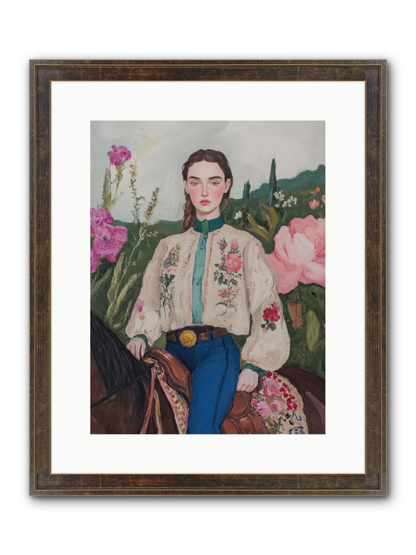 Starlit Lasso Framed Print - Slimwoods Black/Gold 12x16