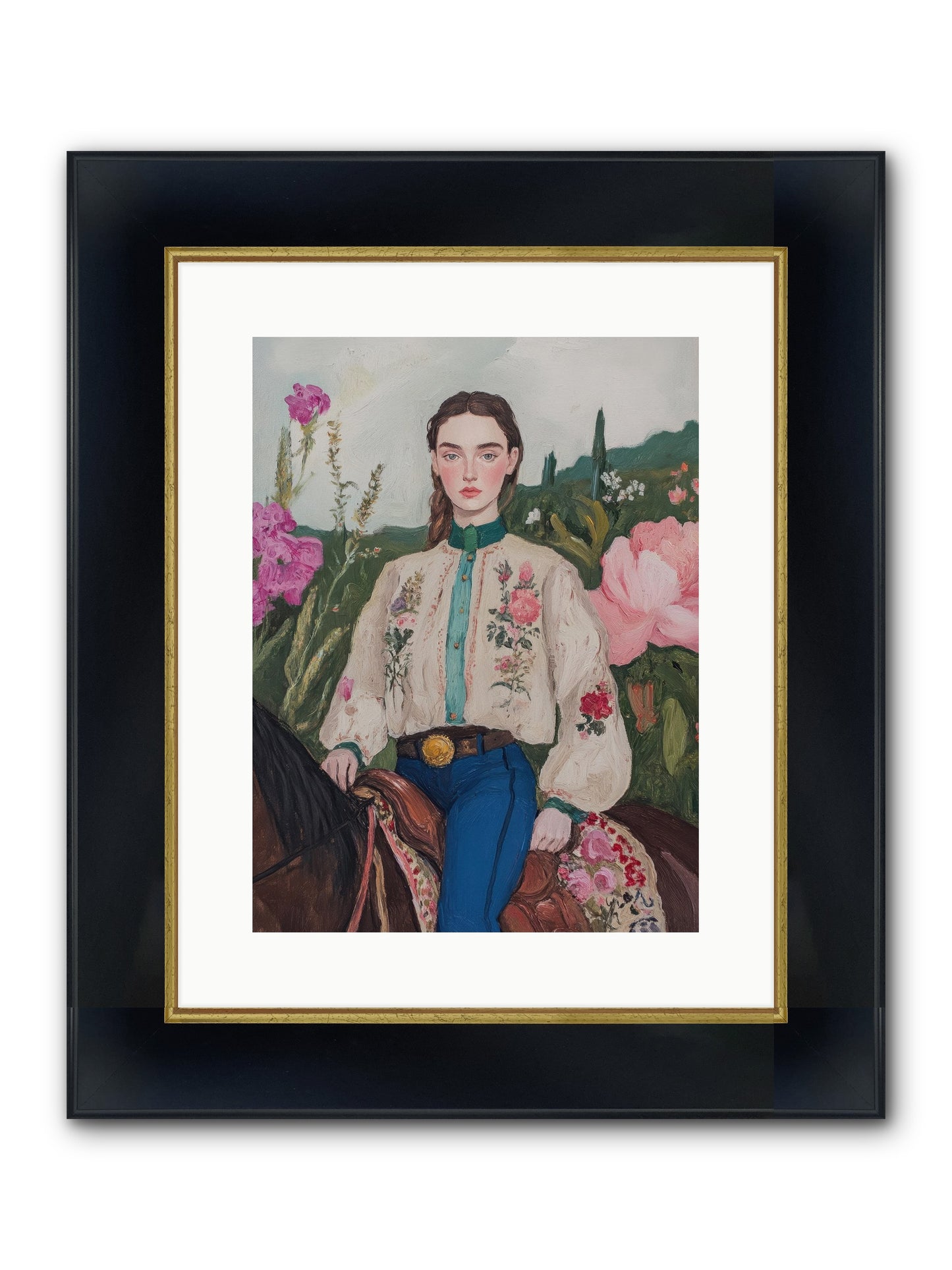 Starlit Lasso Framed Print - Wide Black w/Gold 12x16