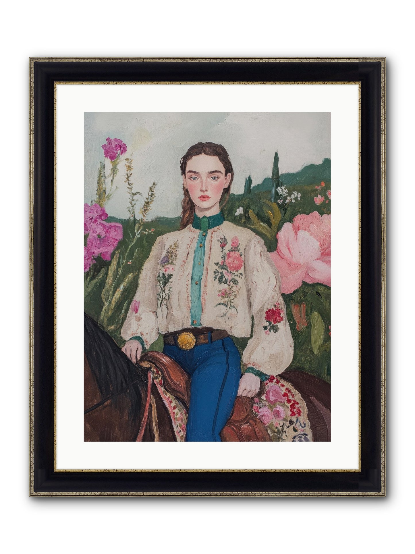 Starlit Lasso Framed Print - Black & Gold 18x24