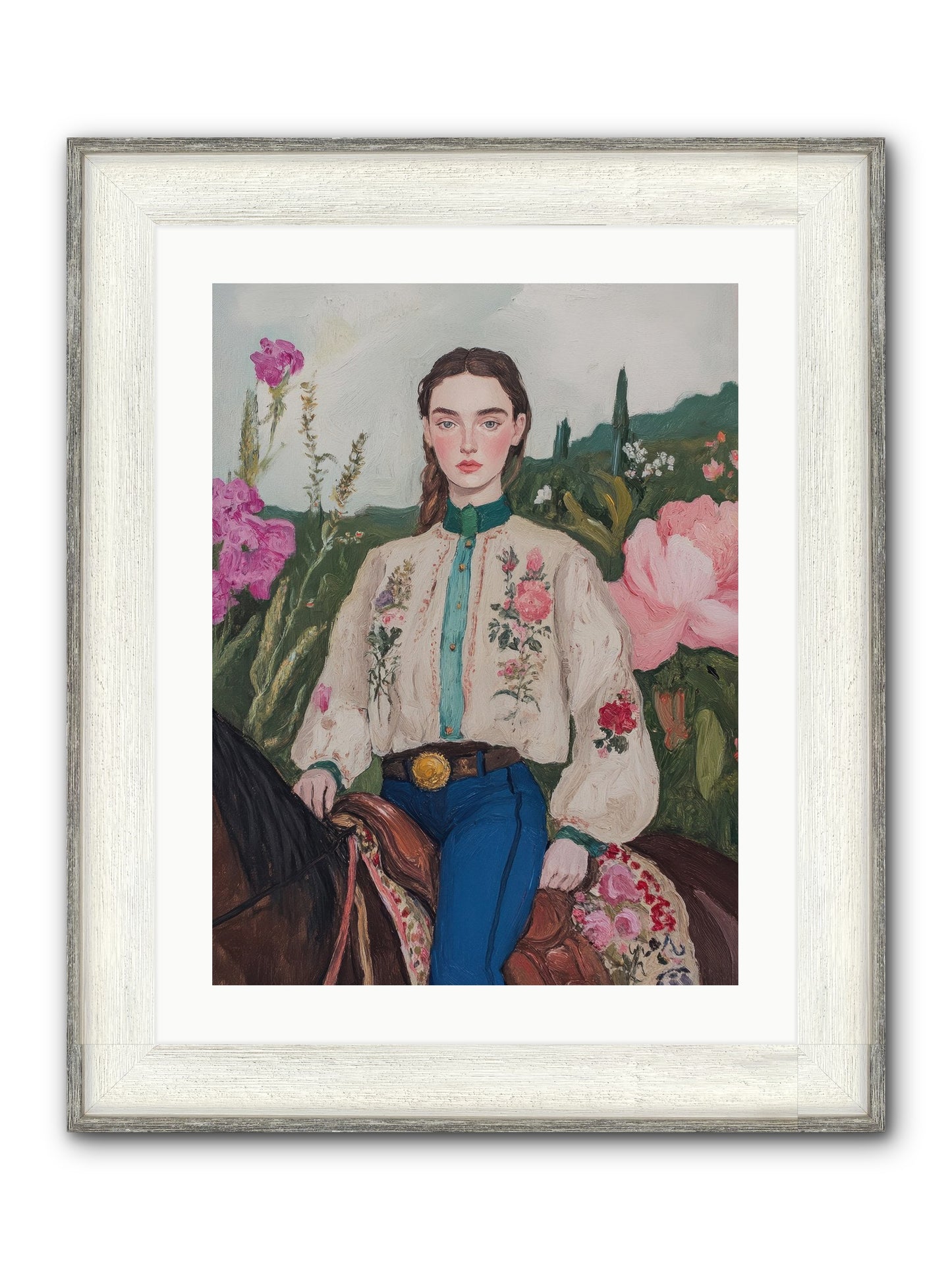 Starlit Lasso Framed Print - Driftwood White 18x24