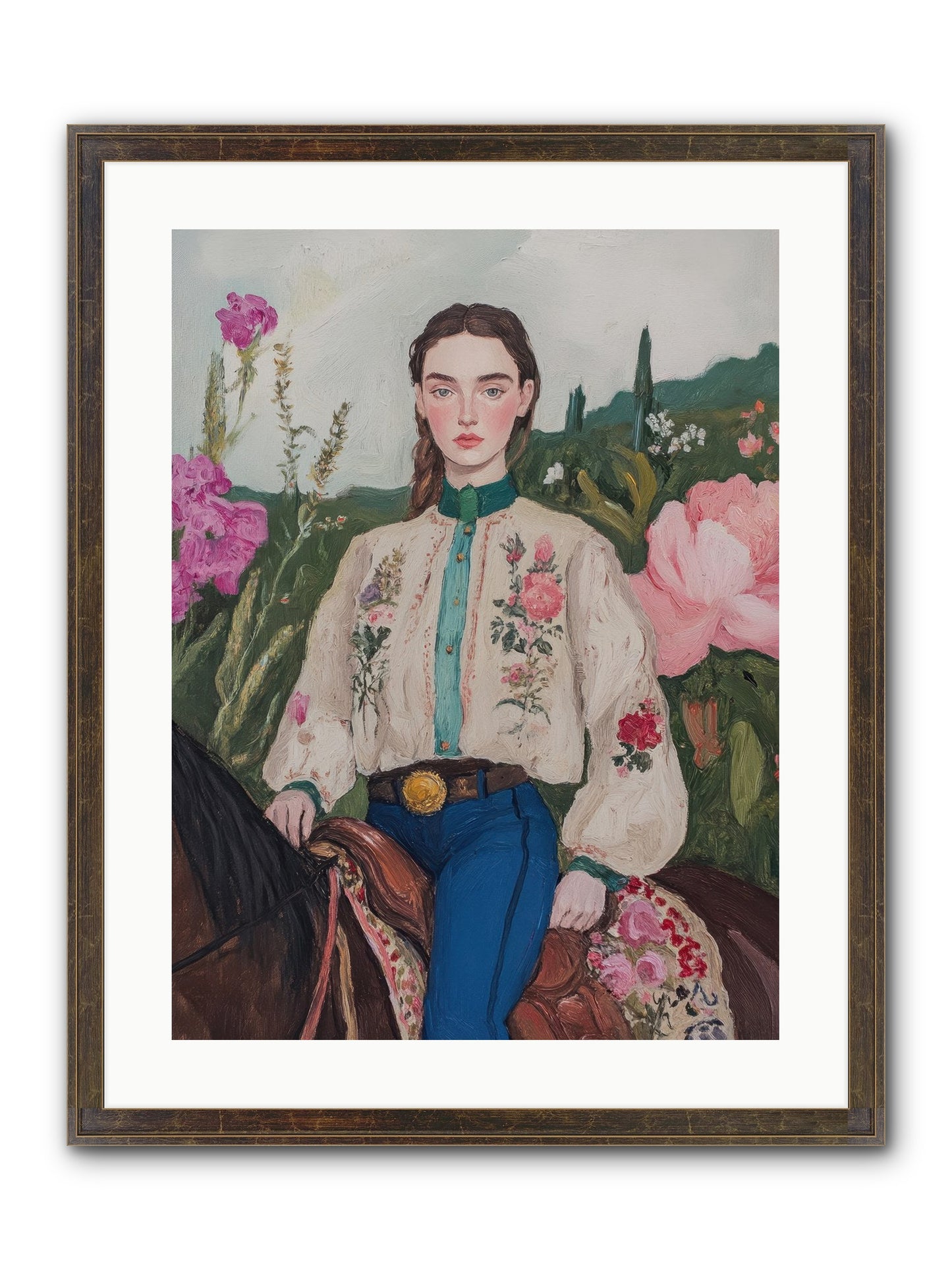 Starlit Lasso Framed Print - Slimwoods Black/Gold 18x24
