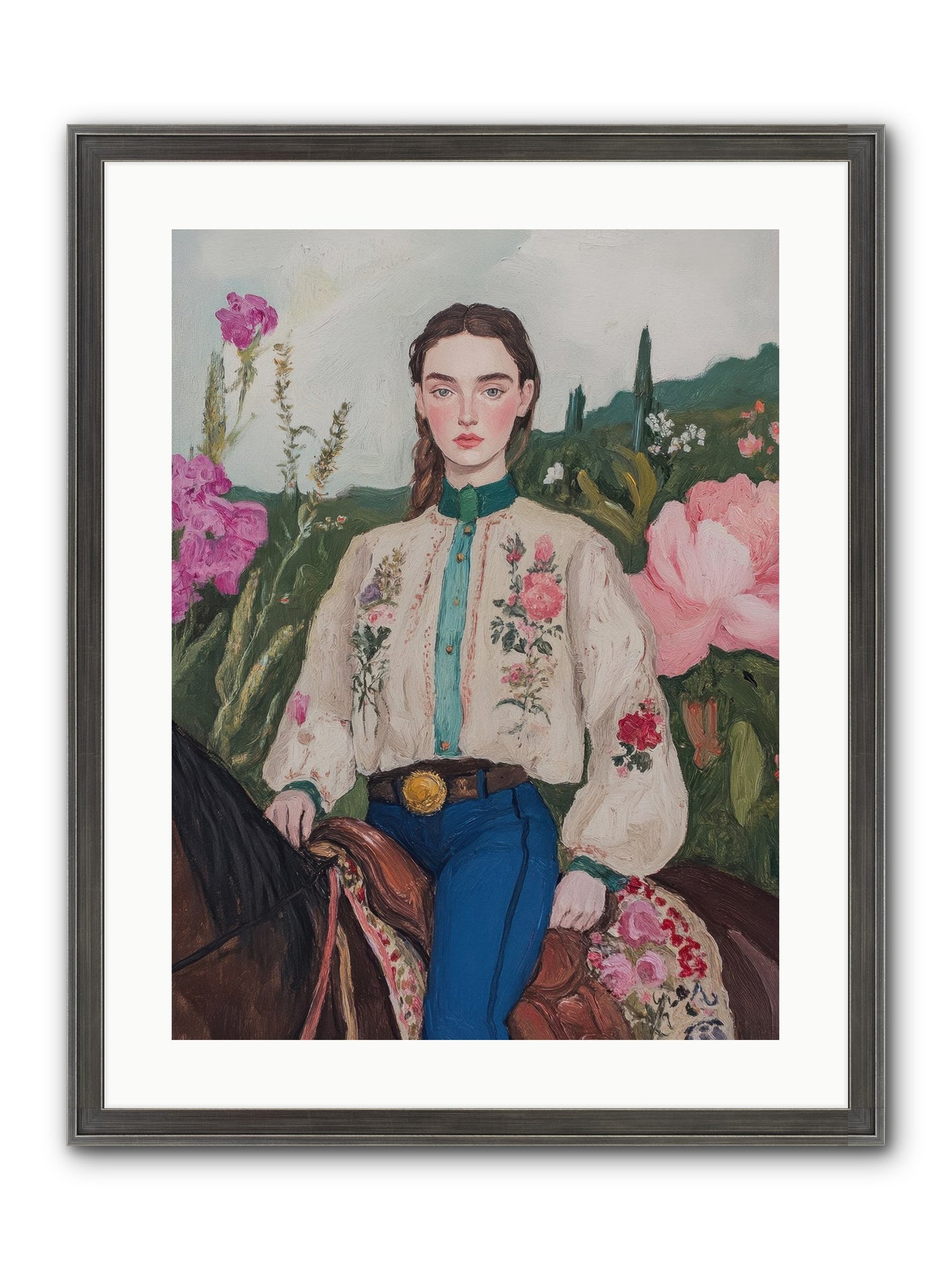 Starlit Lasso Framed Print - Slimwoods Black/Silver 18x24