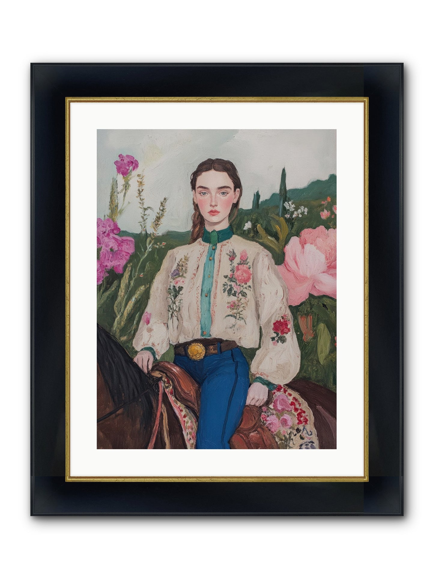 Starlit Lasso Framed Print - Wide Black w/Gold 18x24