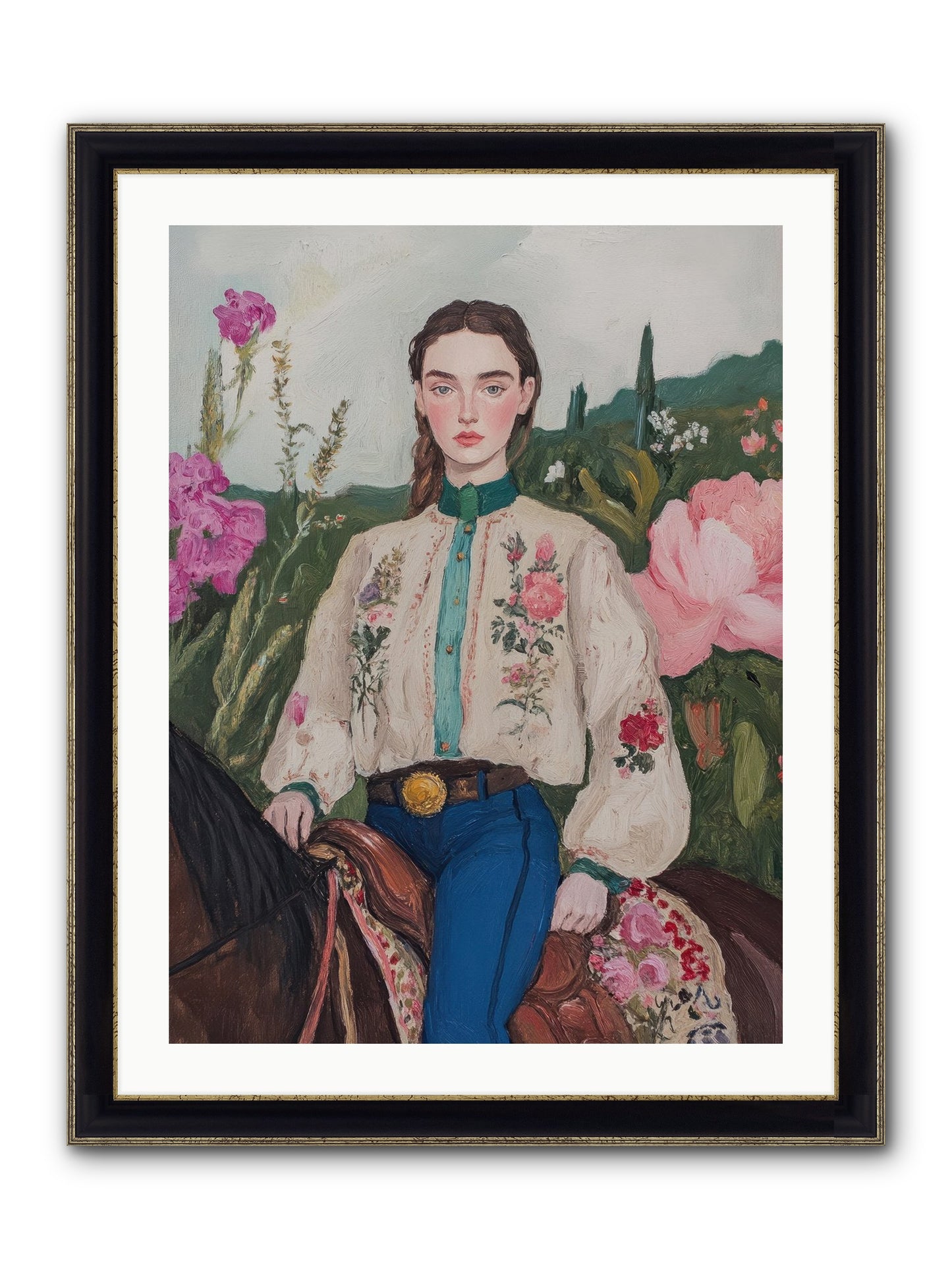 Starlit Lasso Framed Print - Black & Gold 24x32