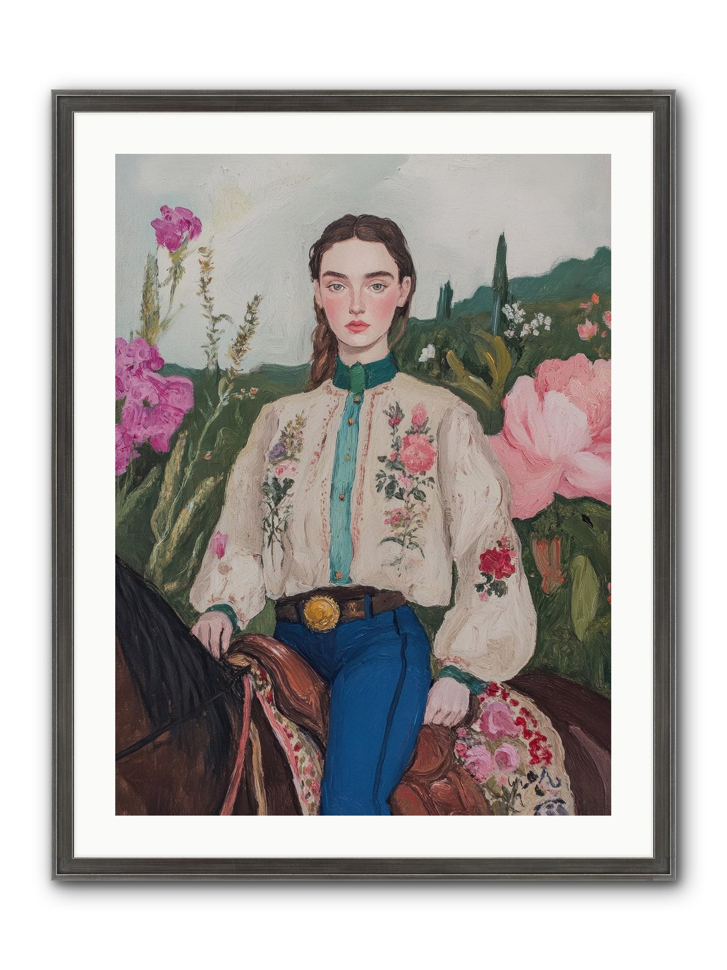 Starlit Lasso Framed Print - Slimwoods Black/Silver 24x32