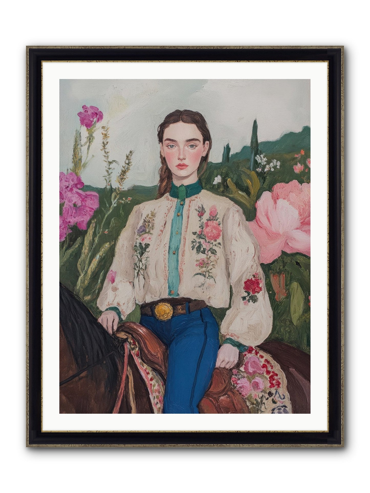 Starlit Lasso Framed Print - Black & Gold 30x40