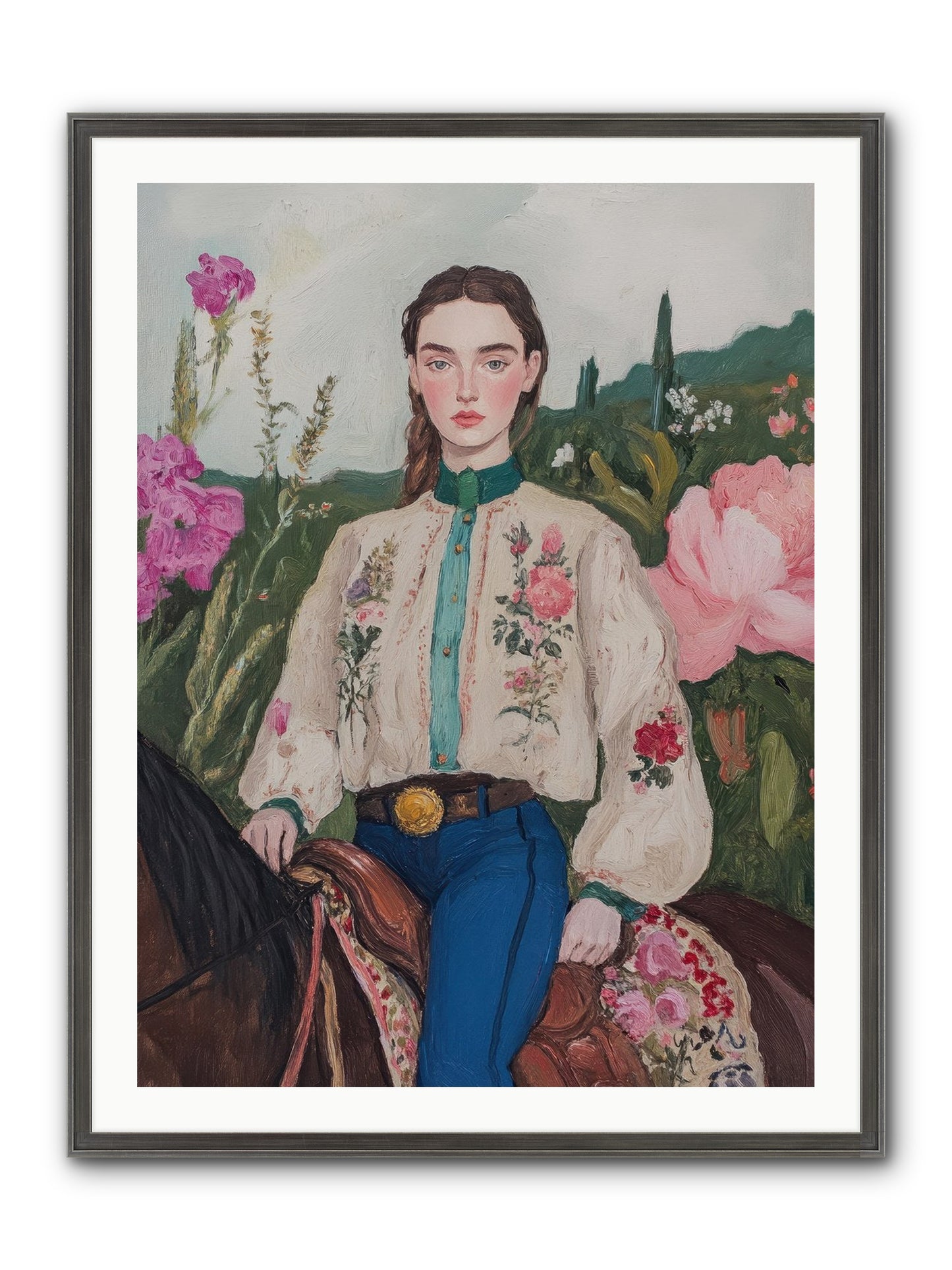 Starlit Lasso Framed Print - Slimwoods Black/Silver 30x40