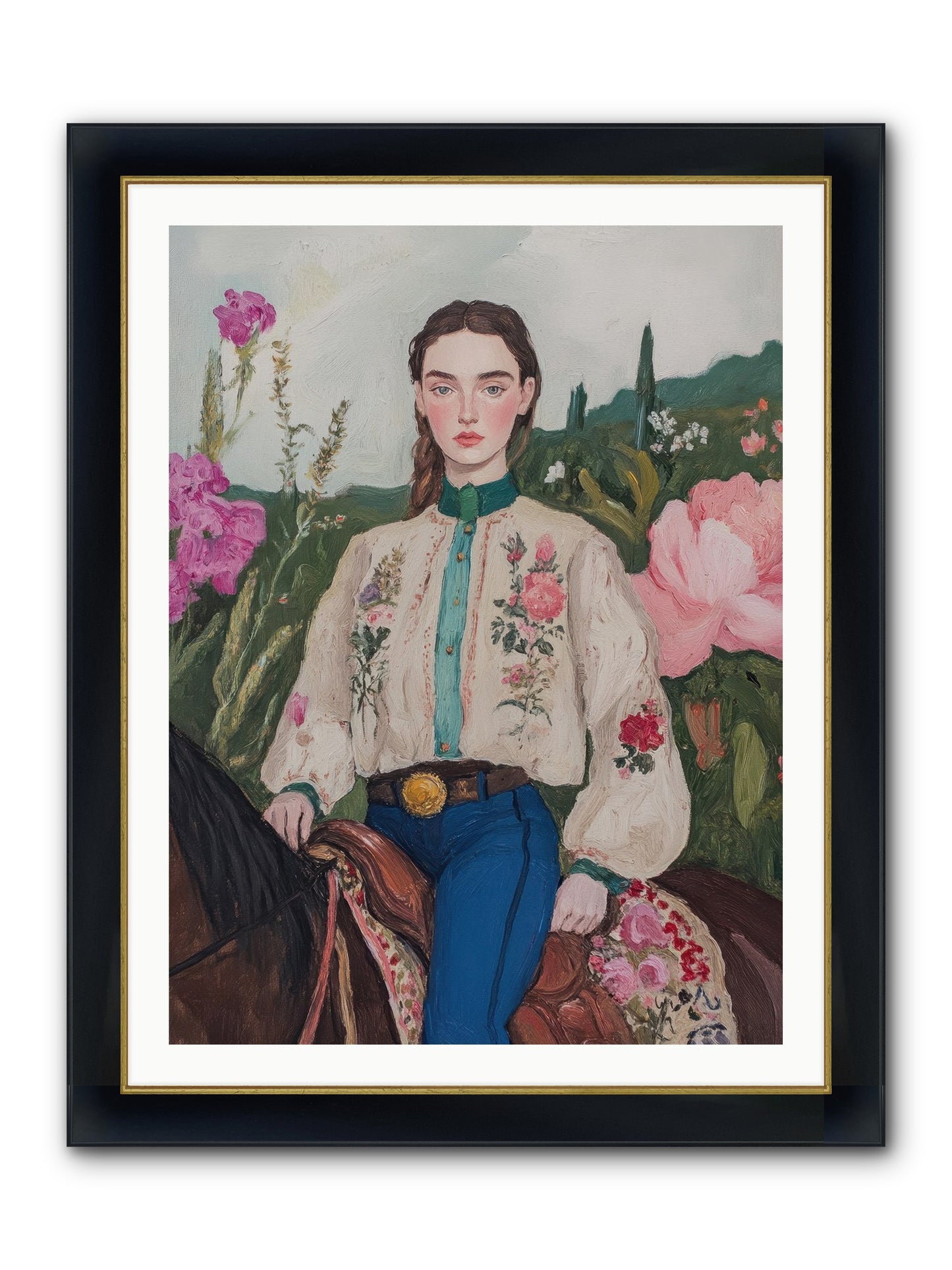 Starlit Lasso Framed Print - Wide Black w/Gold 30x40