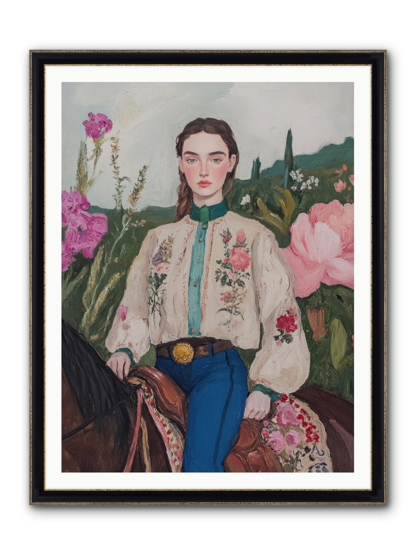 Starlit Lasso Framed Print - Black & Gold 36x48