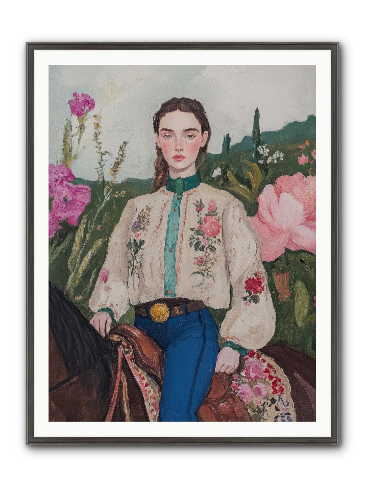 Starlit Lasso Framed Print - Slimwoods Black/Silver 36x48