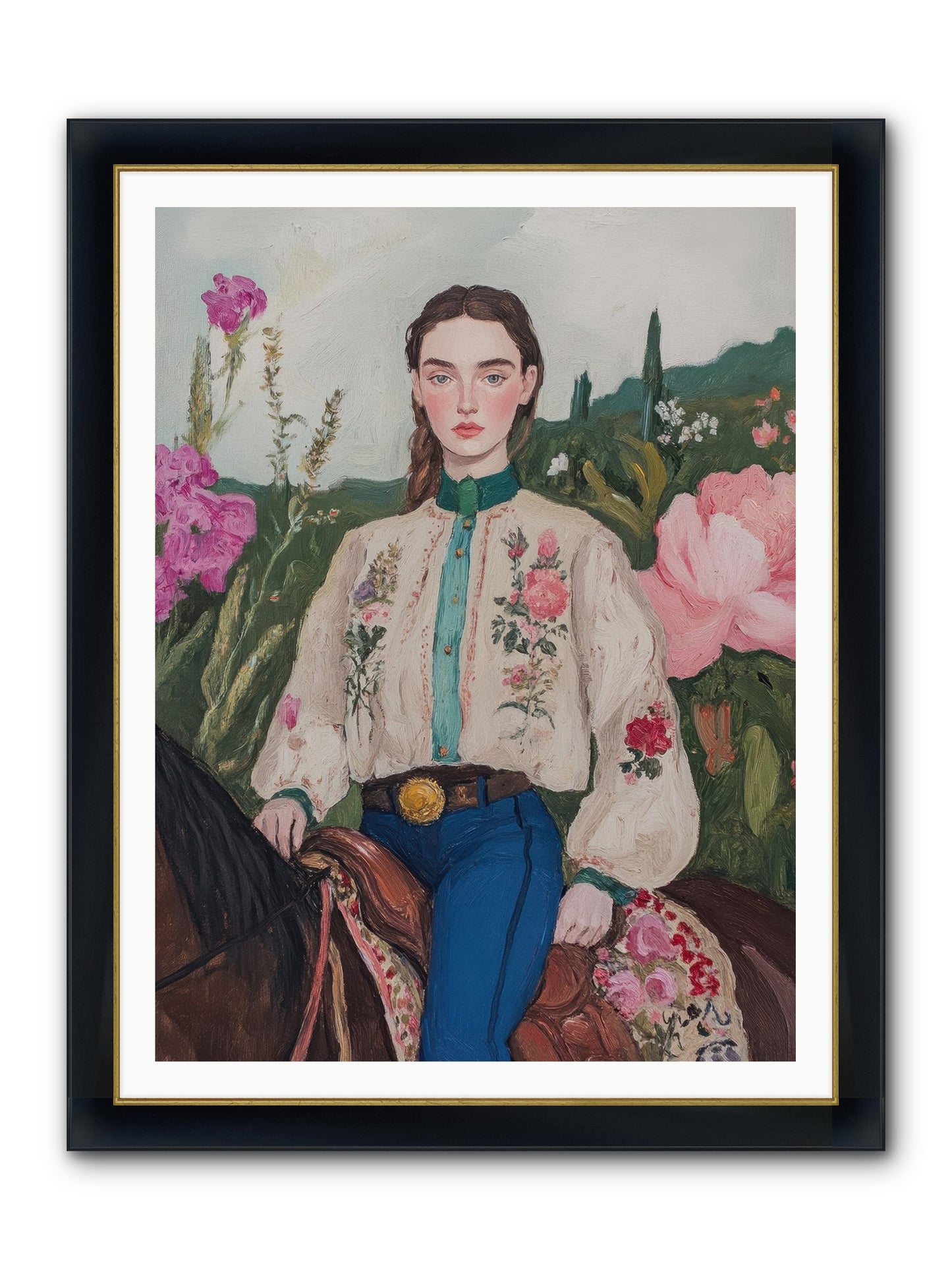 Starlit Lasso Framed Print - Wide Black w/Gold 36x48