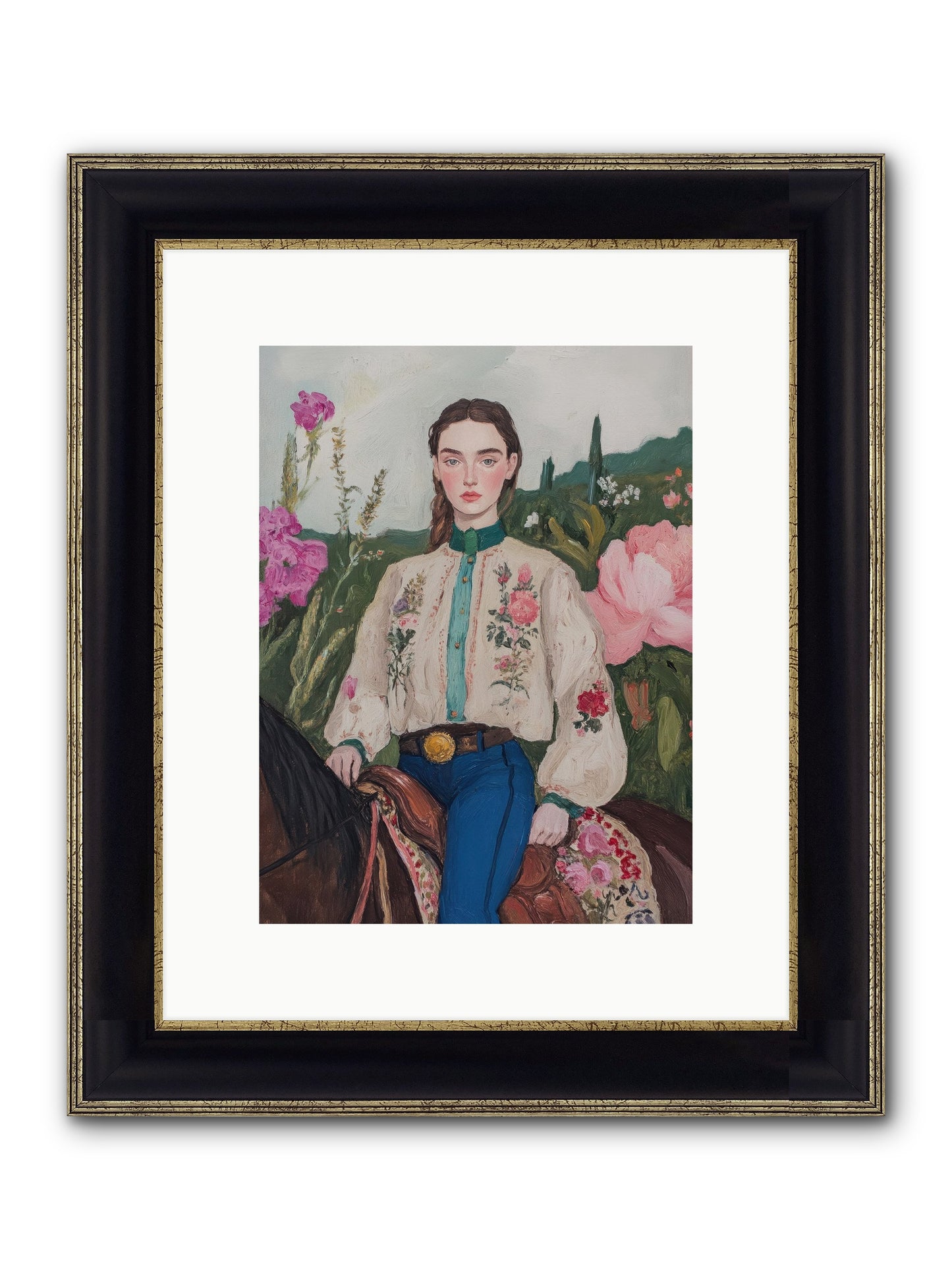 Starlit Lasso Framed Print - Black & Gold 9x12