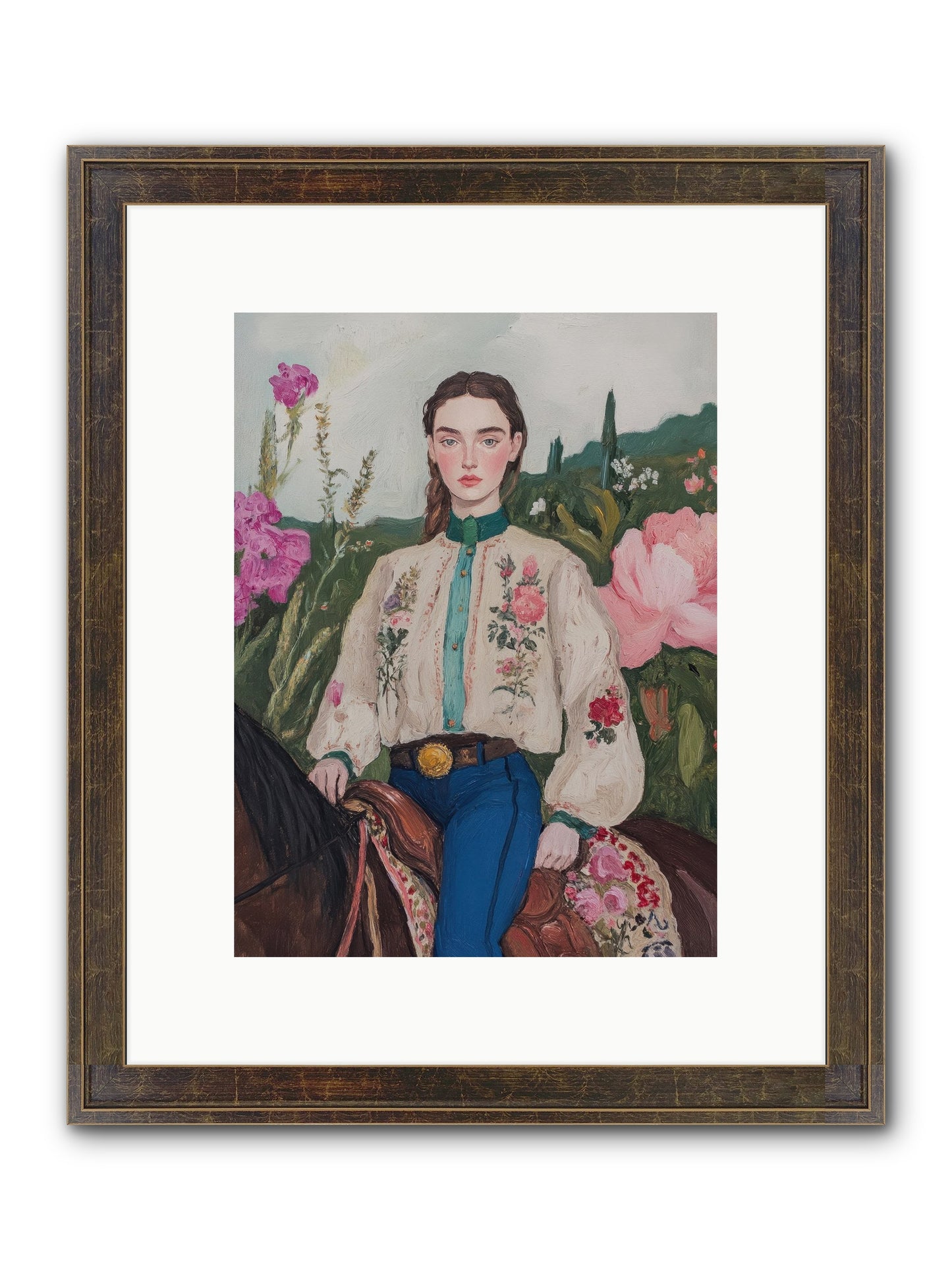 Starlit Lasso Framed Print - Slimwoods Black/Gold 9x12