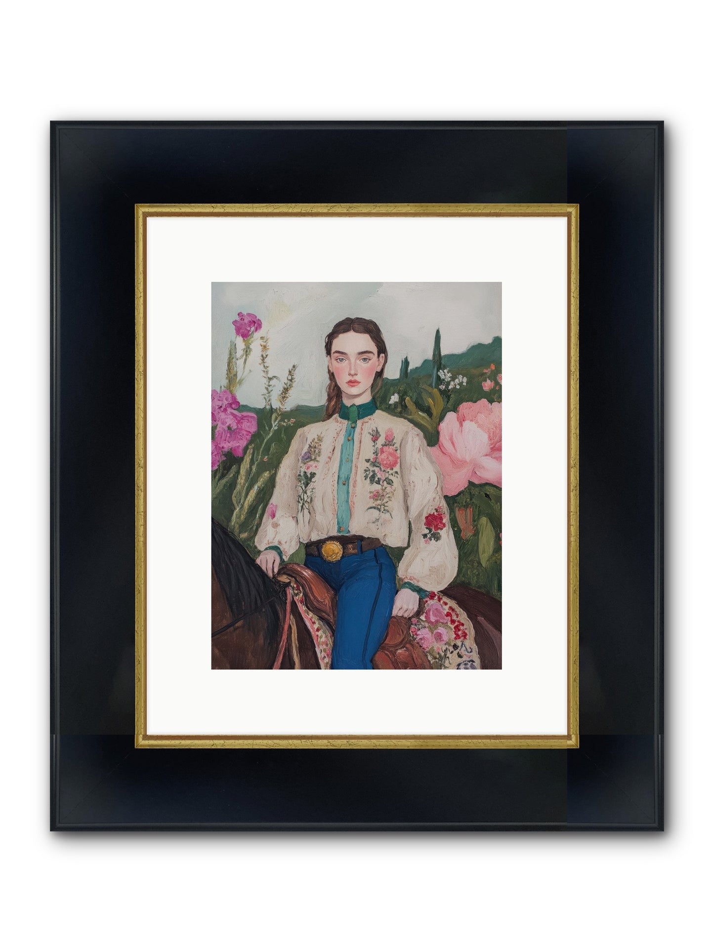 Starlit Lasso Framed Print - Wide Black w/Gold 9x12
