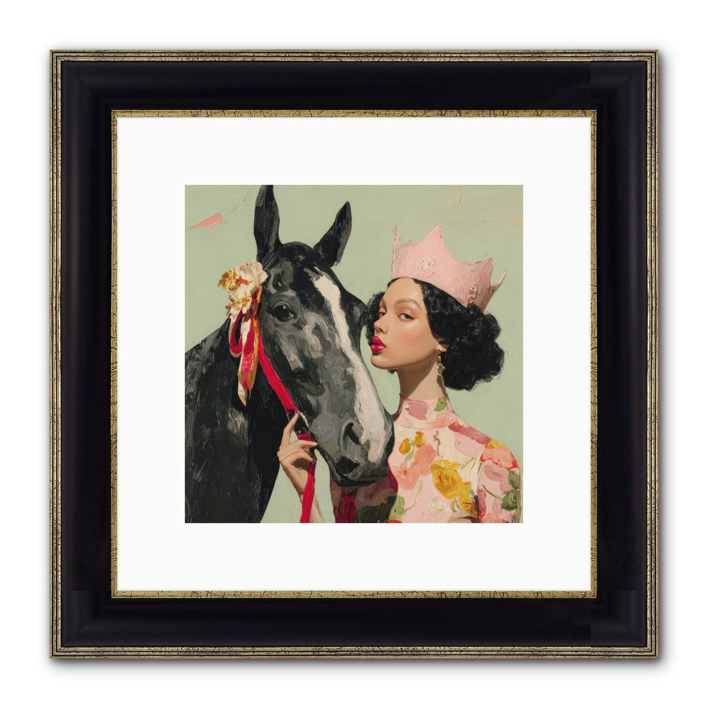 Steed Of The Silver Dawn Framed Print - Black & Gold 10x10