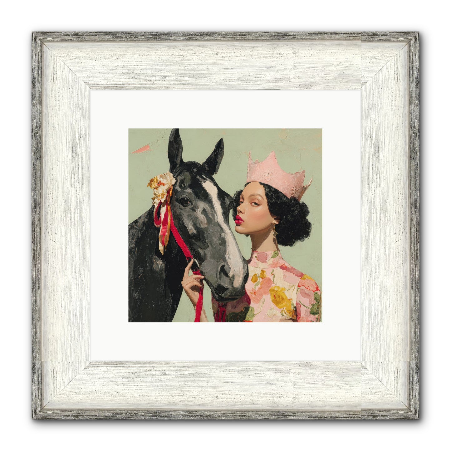 Steed Of The Silver Dawn Framed Print - Driftwood White 10x10
