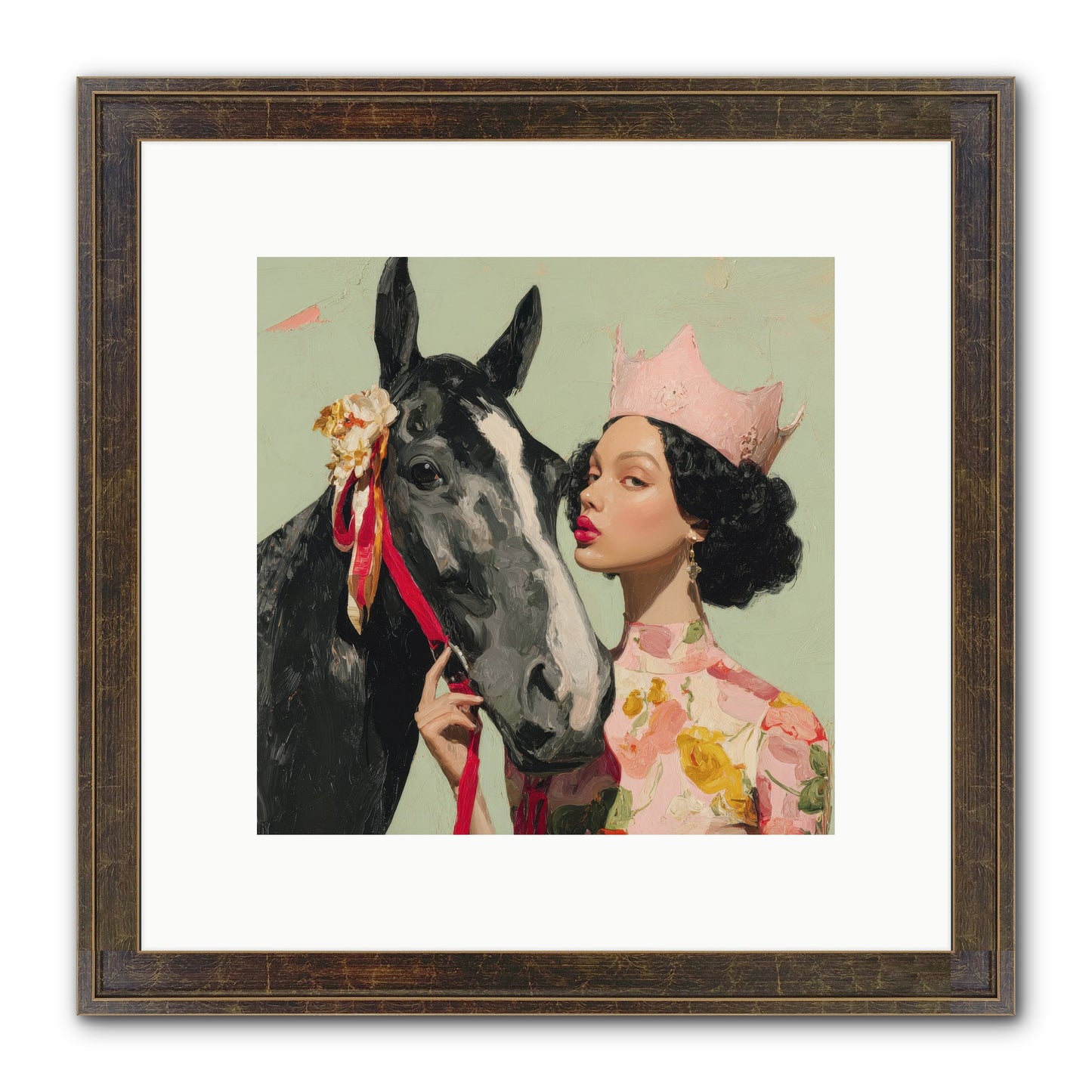 Steed Of The Silver Dawn Framed Print - Slimwoods Black/Gold 10x10