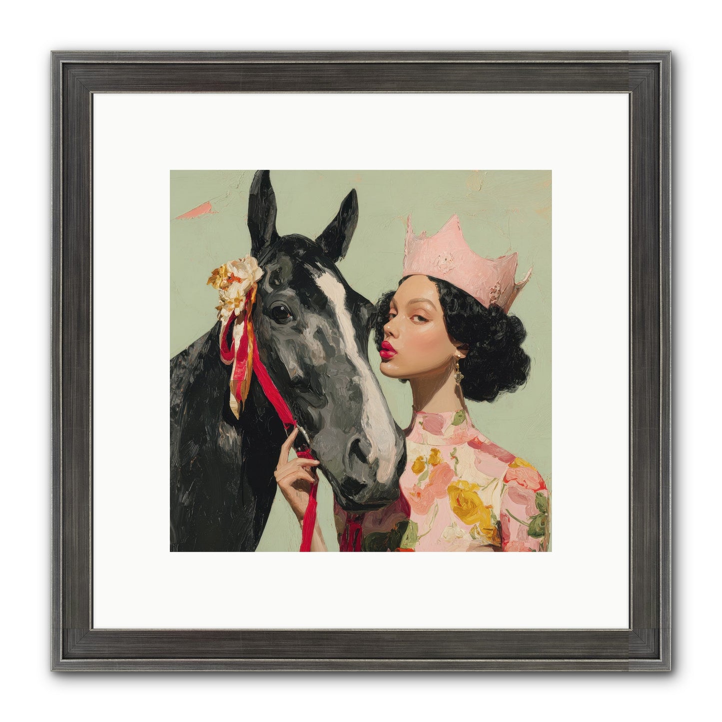 Steed Of The Silver Dawn Framed Print - Slimwoods Black/Silver 10x10