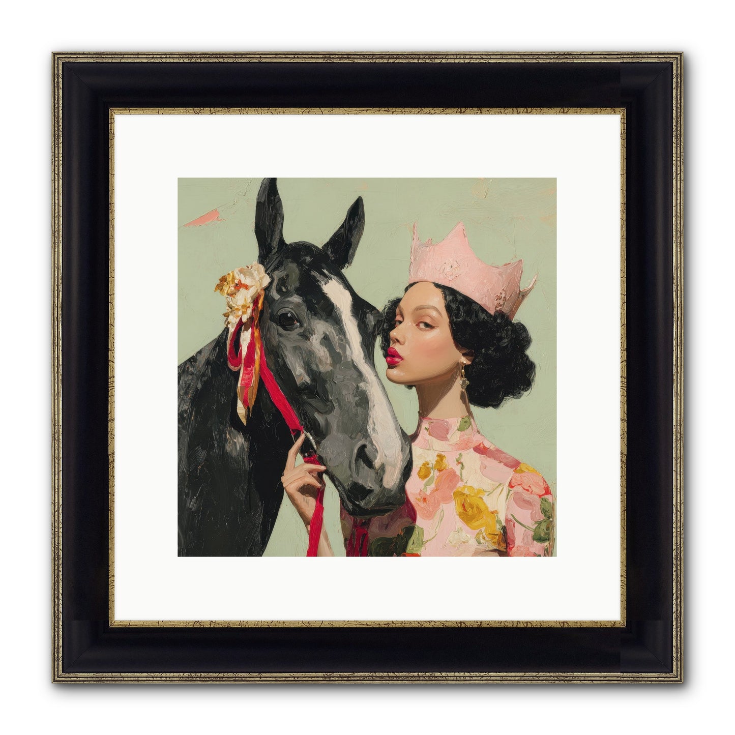 Steed Of The Silver Dawn Framed Print - Black & Gold 12x12
