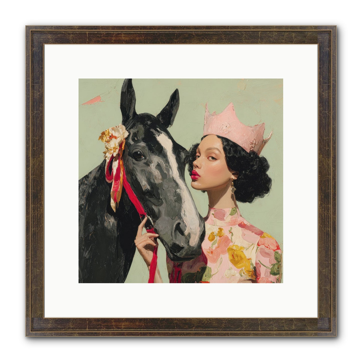 Steed Of The Silver Dawn Framed Print - Slimwoods Black/Gold 12x12