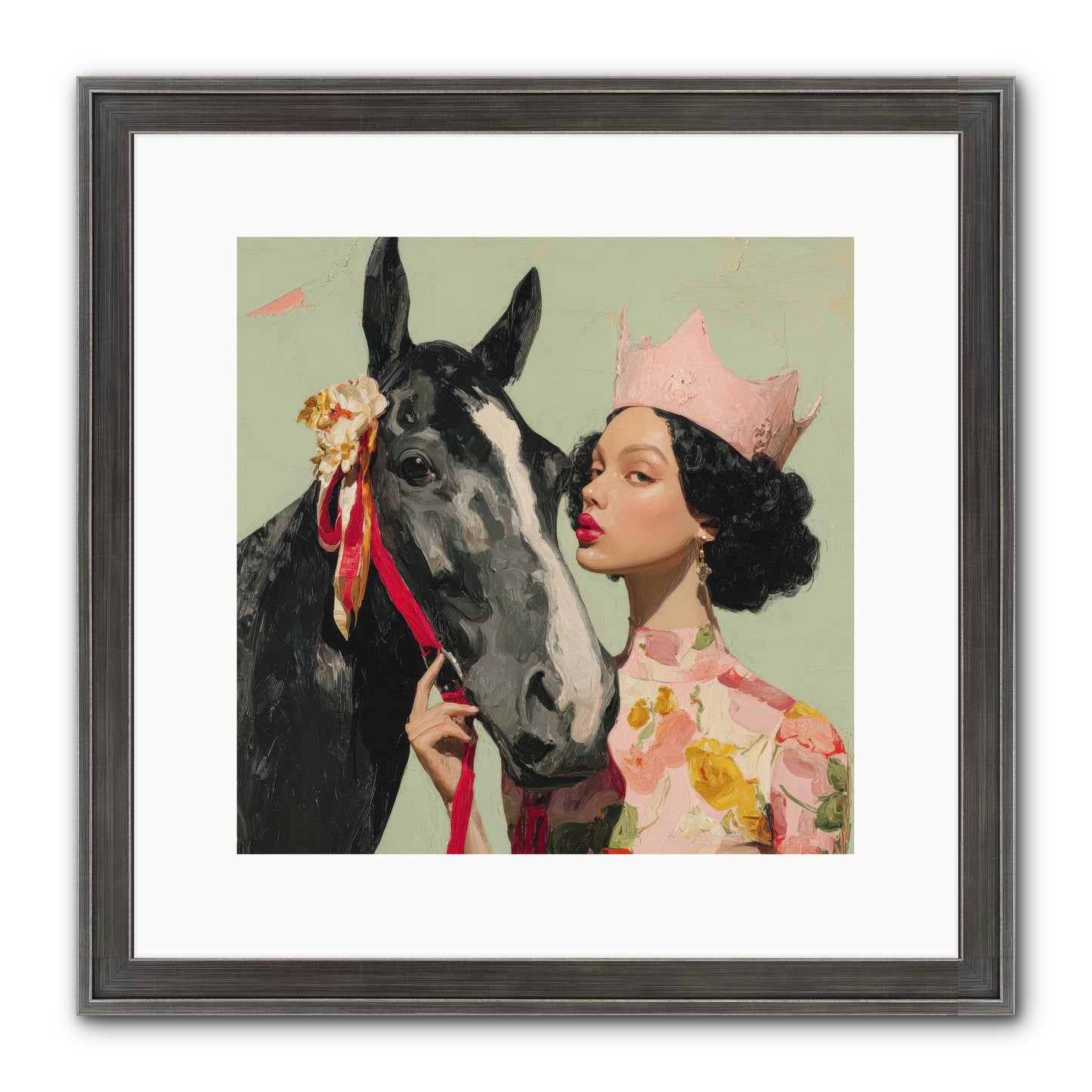 Steed Of The Silver Dawn Framed Print - Slimwoods Black/Silver 12x12