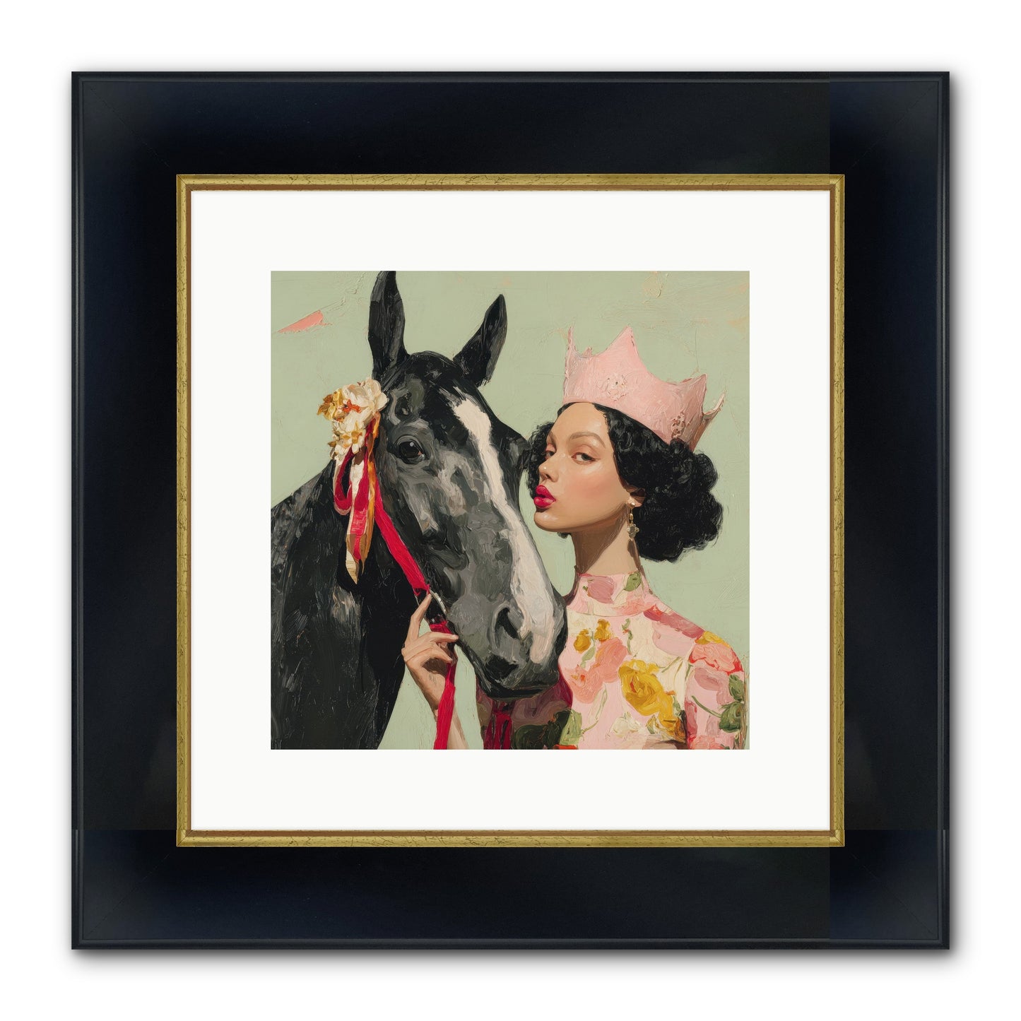 Steed Of The Silver Dawn Framed Print - Wide Black w/Gold 12x12