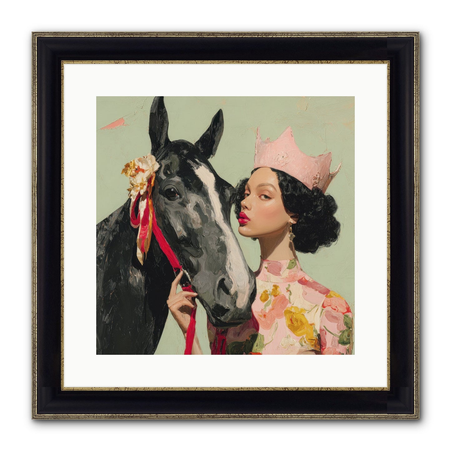 Steed Of The Silver Dawn Framed Print - Black & Gold 16x16