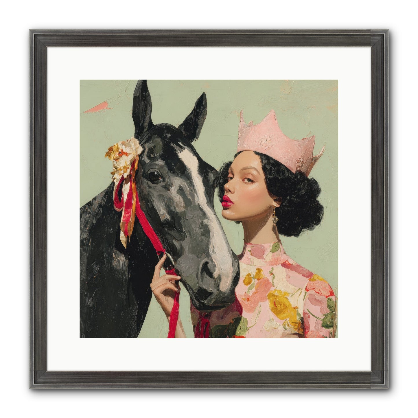 Steed Of The Silver Dawn Framed Print - Slimwoods Black/Silver 16x16